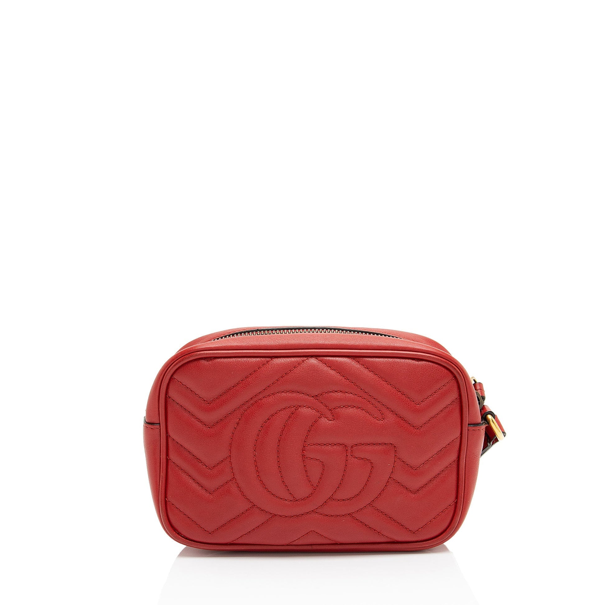Gucci GG Marmont Wristlet Matelasse Leather Red Small Handbag