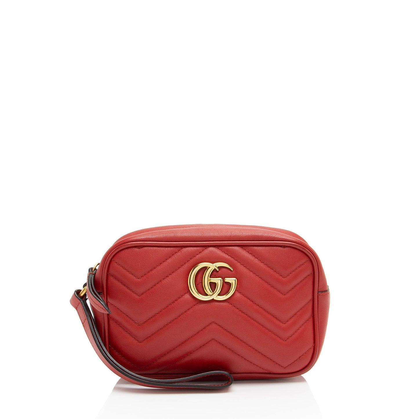 Gucci GG Marmont Wristlet Matelasse Leather Red Small Handbag