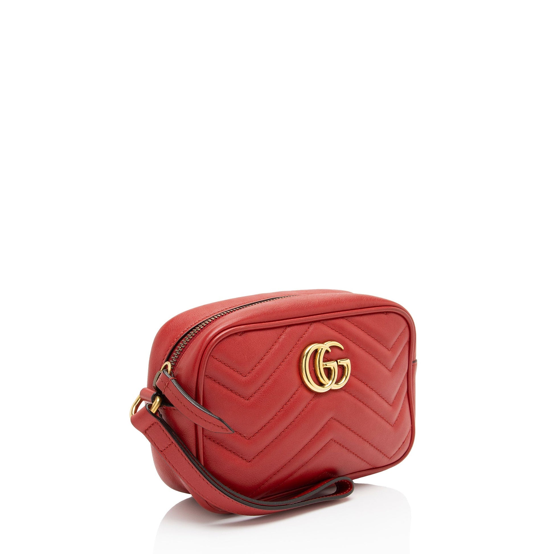 Gucci GG Marmont Wristlet Matelasse Leather Red Small Handbag