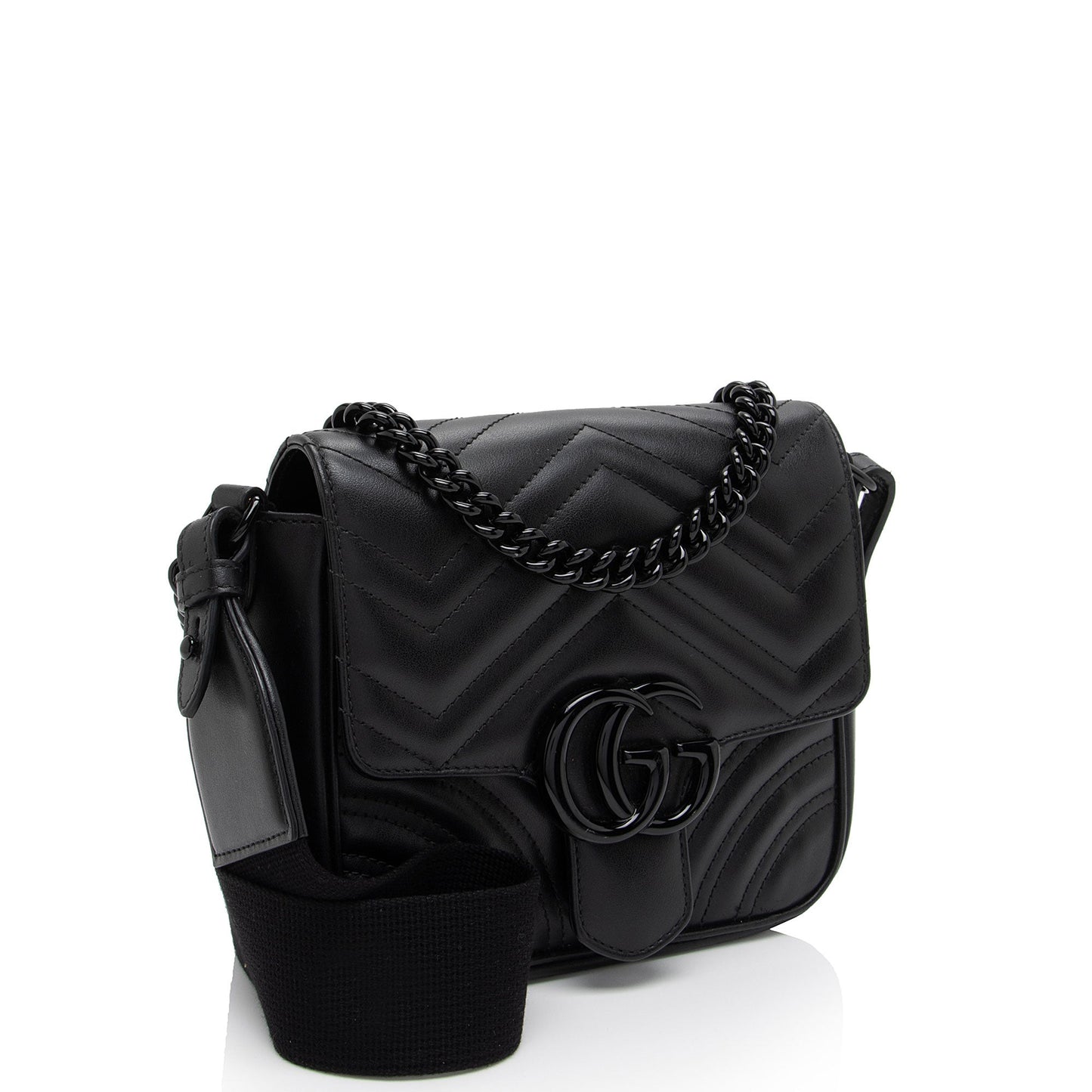 Gucci GG Marmont Square SHF-43SCt3 Matelasse Leather Nylon Black Shoulder Bag