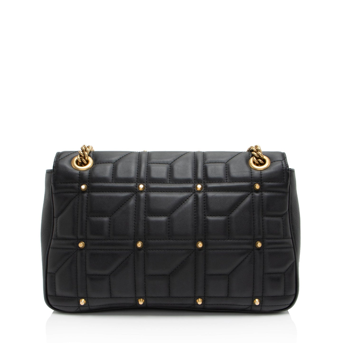 Gucci GG Marmont Studded Flap Matelasse Leather Black Medium Shoulder Bag