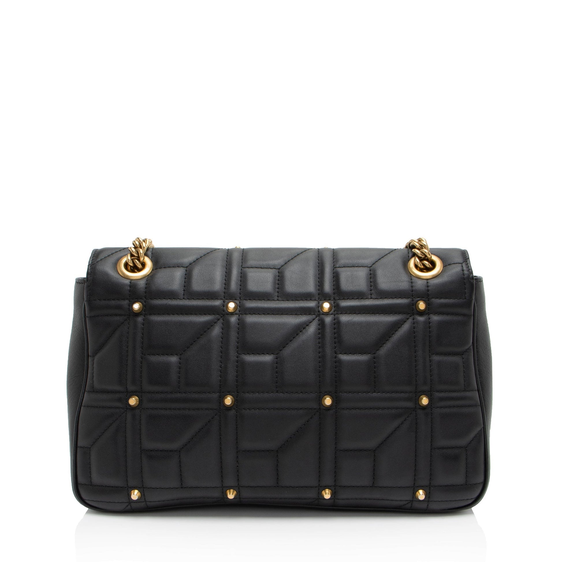 Gucci GG Marmont Studded Flap Matelasse Leather Black Medium Shoulder Bag