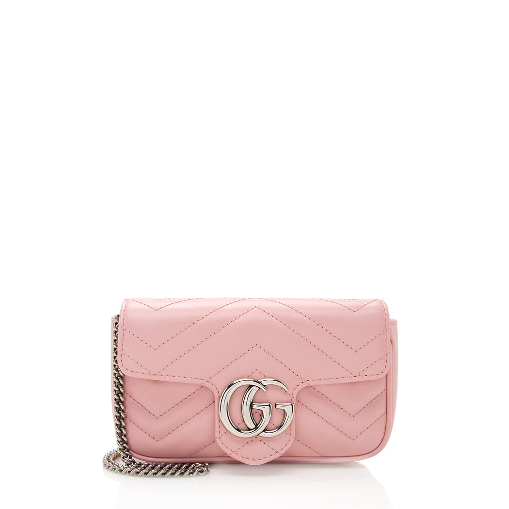 Gucci GG Marmont Super SHF Matelasse Leather Pink Mini Crossbody Bag Bag Shf