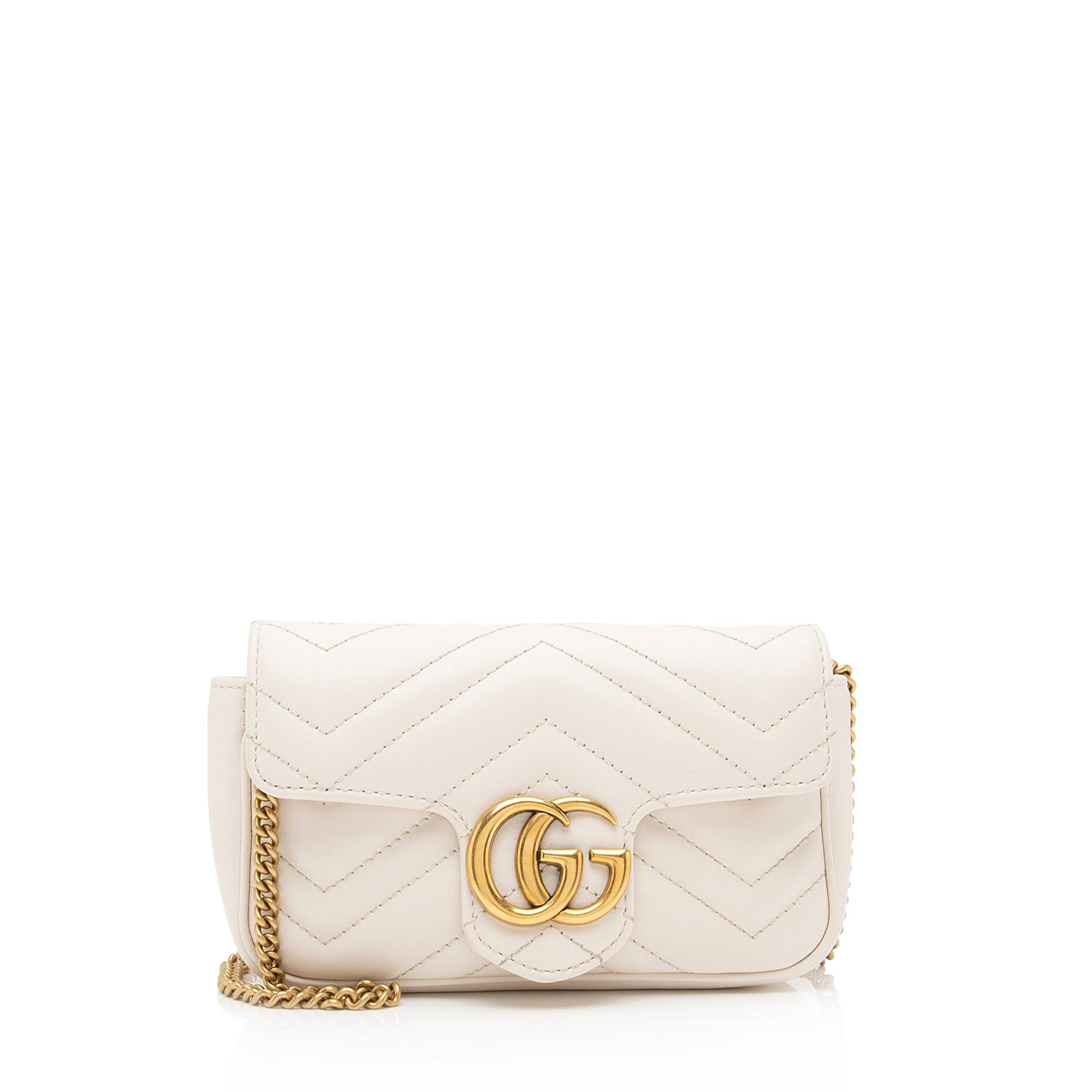 Gucci GG Marmont Super SHF Matelasse Leather White Mini Crossbody Bag