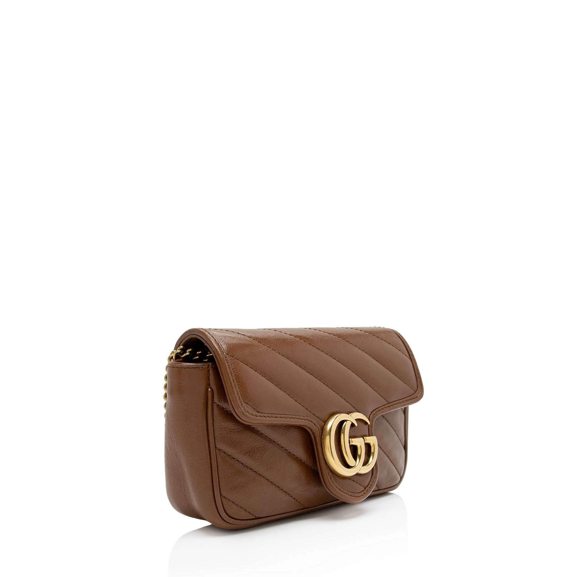 Gucci GG Marmont Super SHF-E9ZcFF Matelasse Leather Brown Mini Crossbody Bag