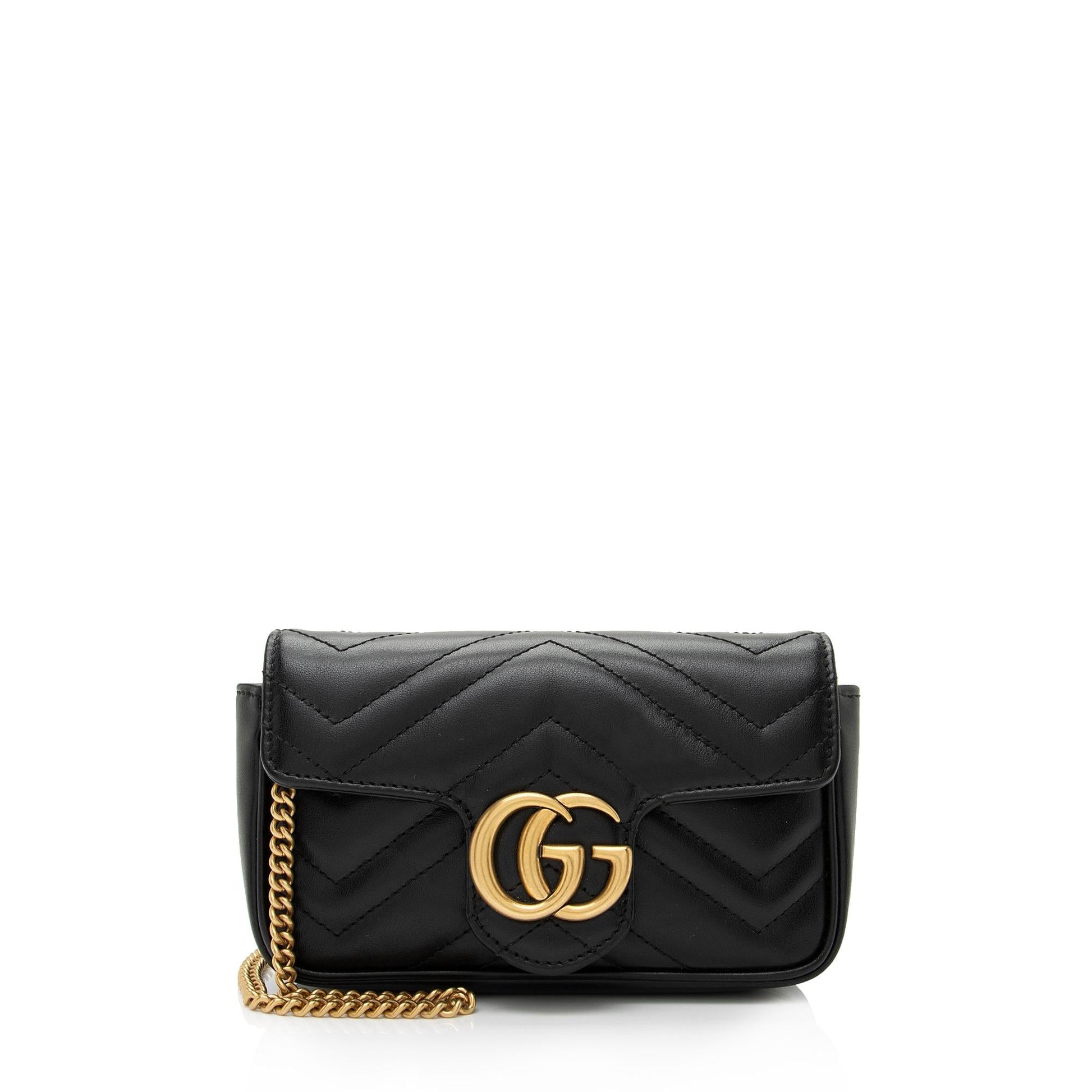 Gucci GG Marmont Super SHF-sC7a2m Matelasse Leather Black Mini Crossbody Bag