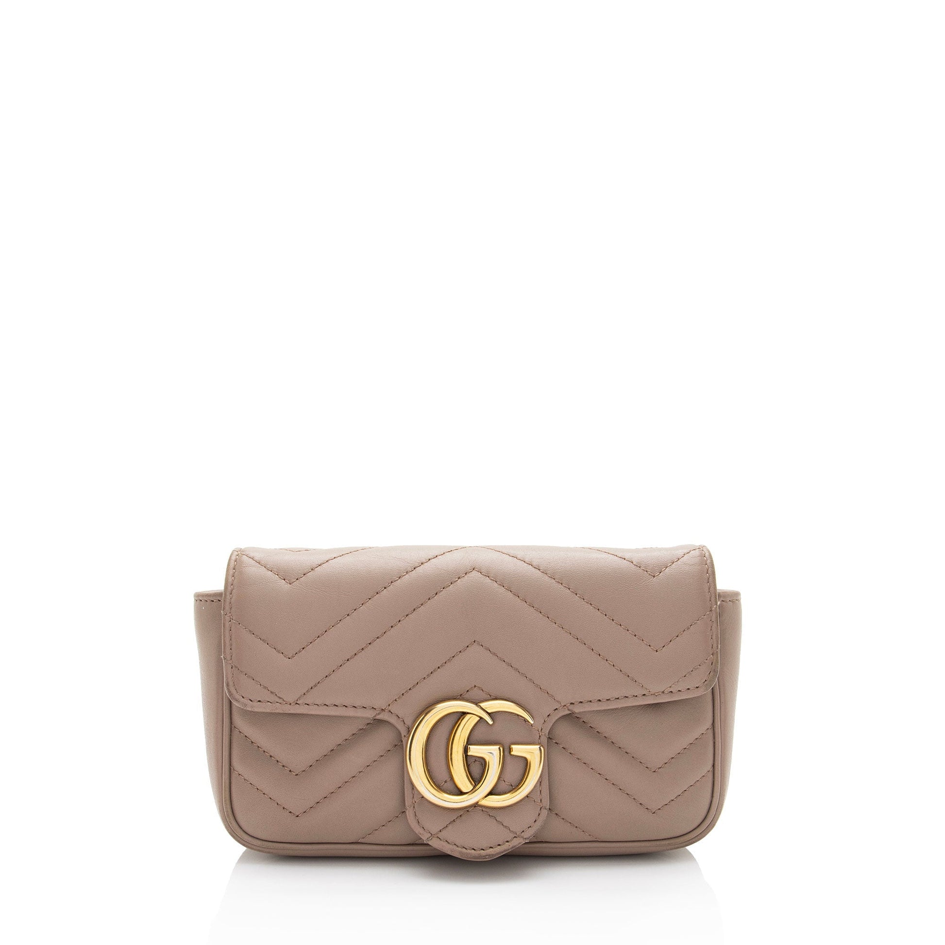 Gucci GG Marmont Flap - FINAL Matelasse Leather Beige Mini Clutch Bag