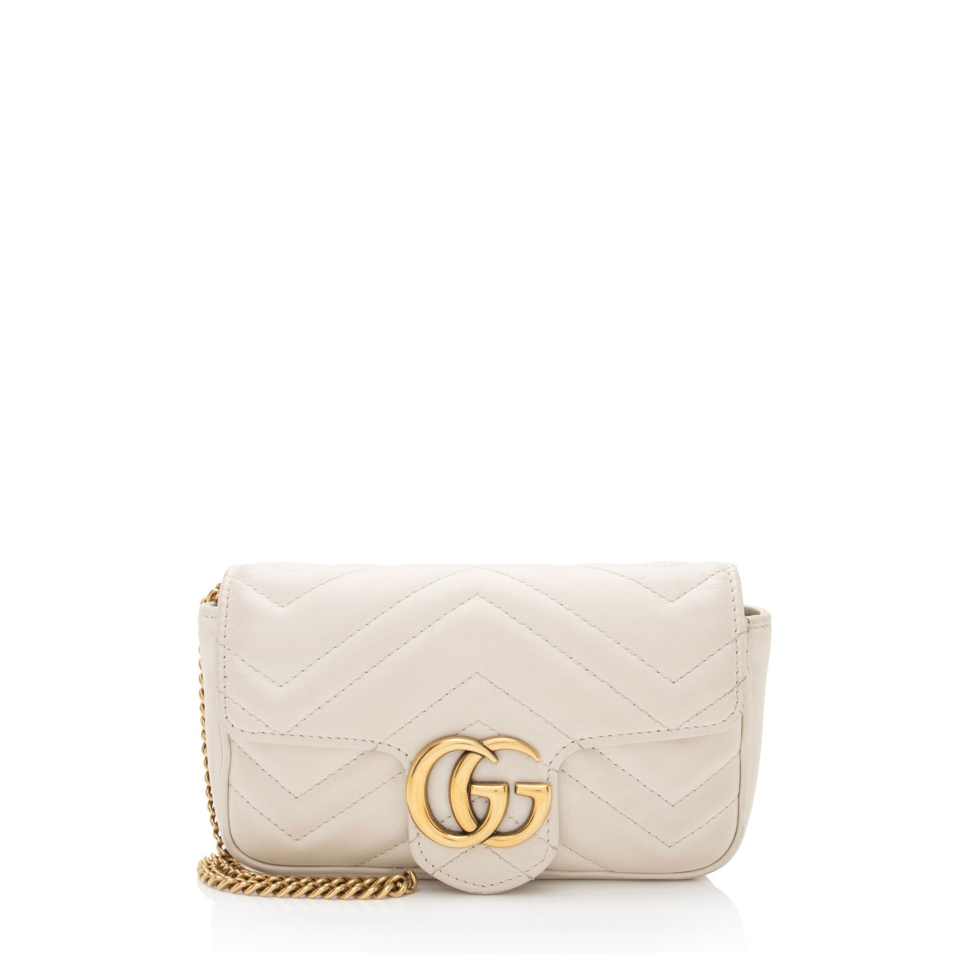 Gucci GG Marmont Super Flap SHF-beHFsH Matelasse Leather White Mini Crossbody Bag