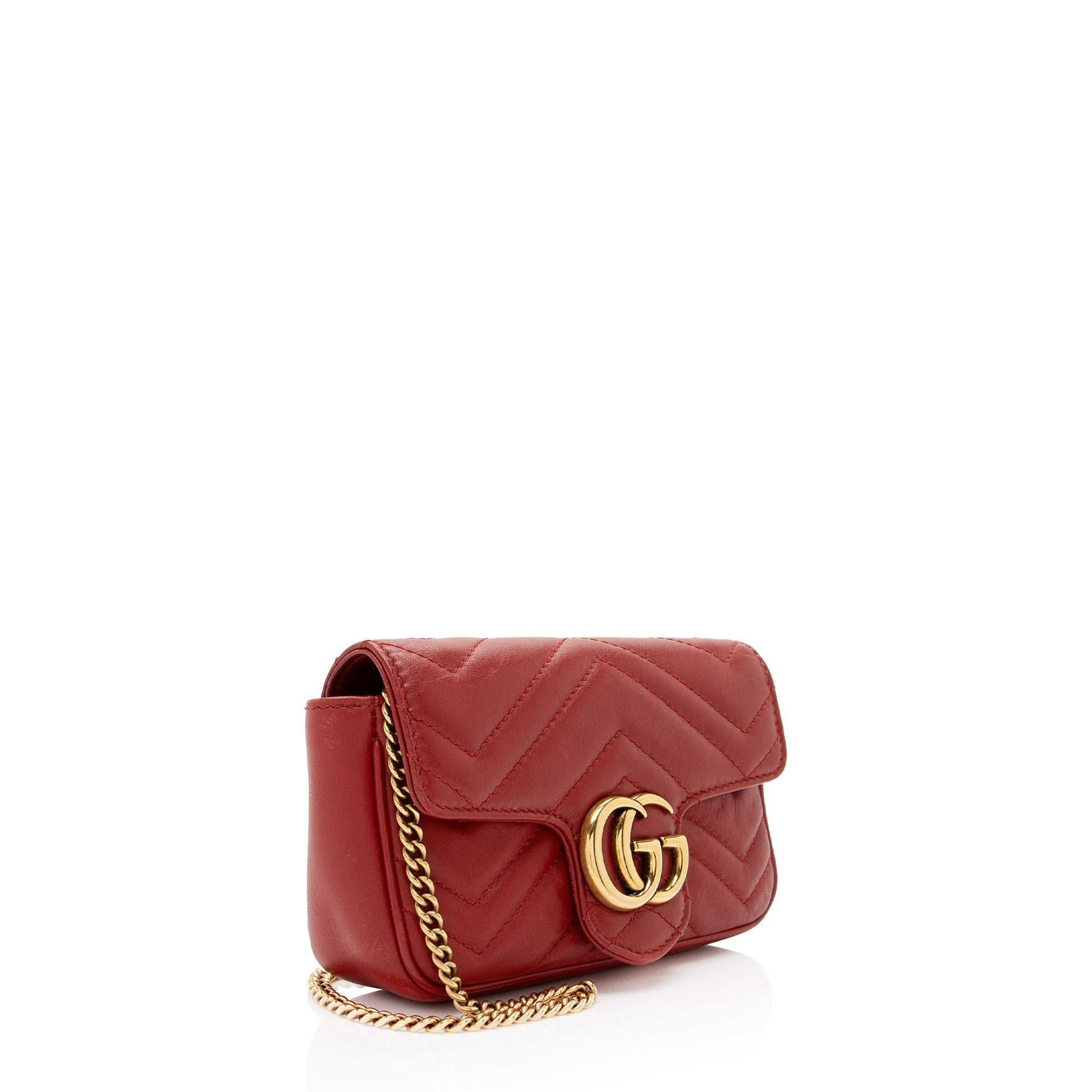 Gucci GG Marmont Super Flap SHF-x8YYoY Matelasse Leather Red Mini Crossbody Bag