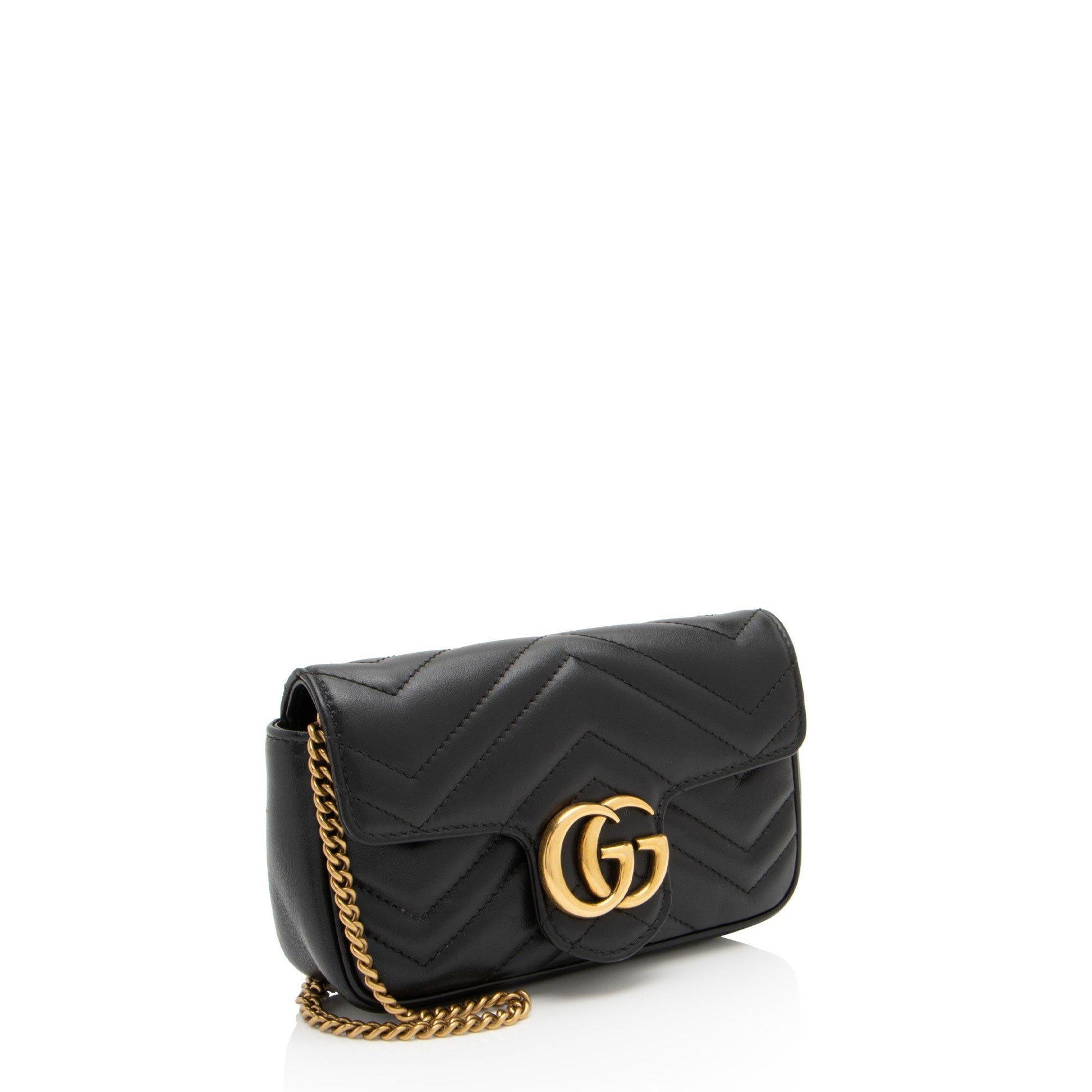 Gucci GG Marmont Super Flap SHF-s0BSa1 Matelasse Leather Black Mini Crossbody Bag