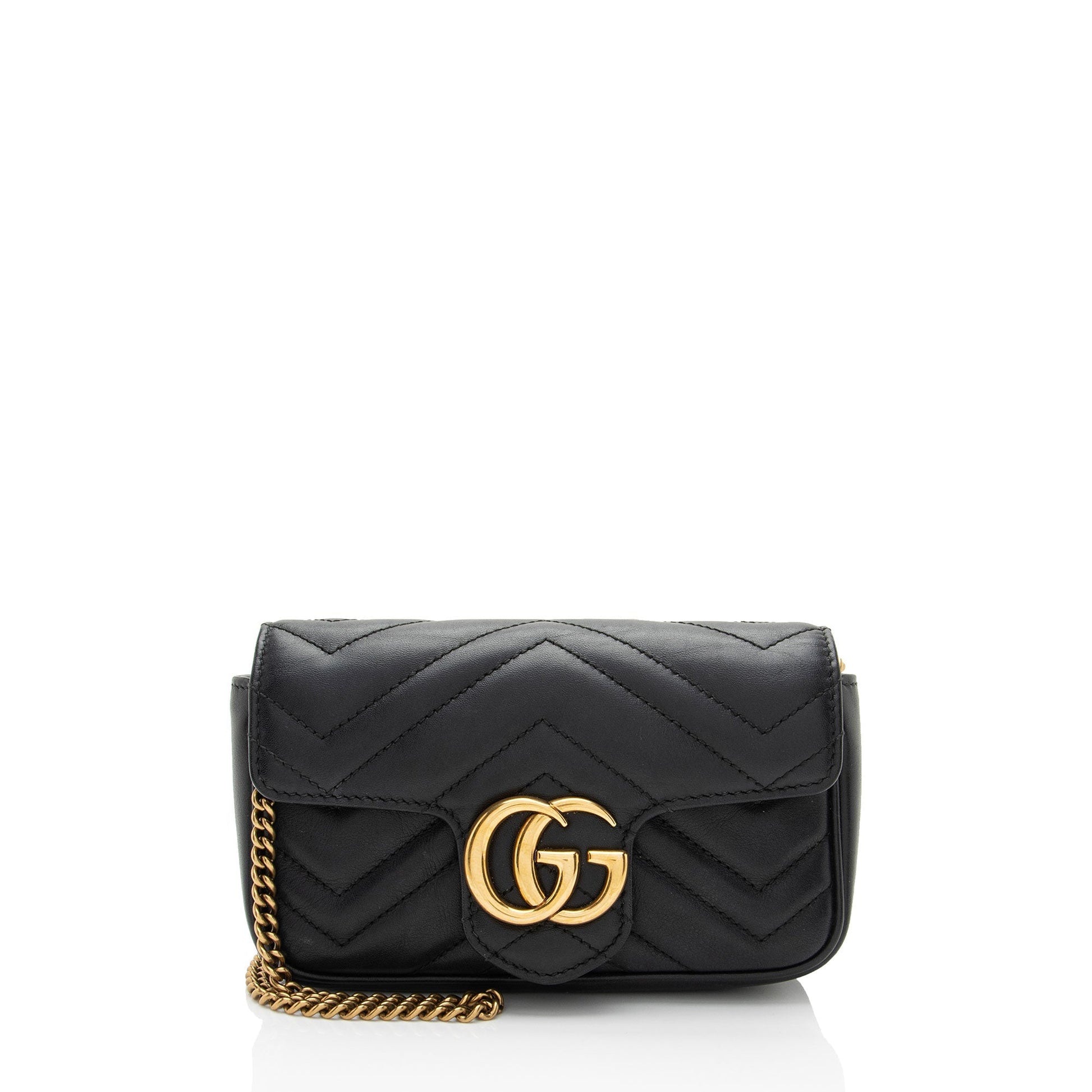 Gucci GG Marmont Super Flap SHF-vdHY2l Matelasse Leather Black Mini Crossbody Bag