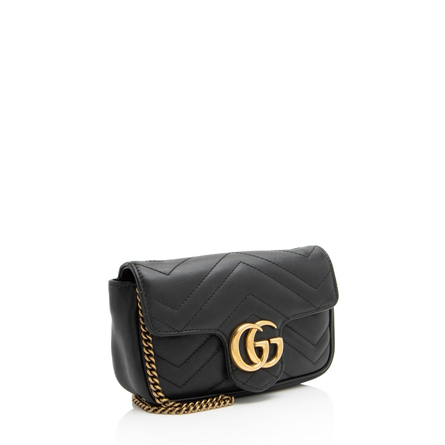 Gucci GG Marmont Super Flap SHF-2hhN8g Matelasse Leather Black Mini Crossbody Bag