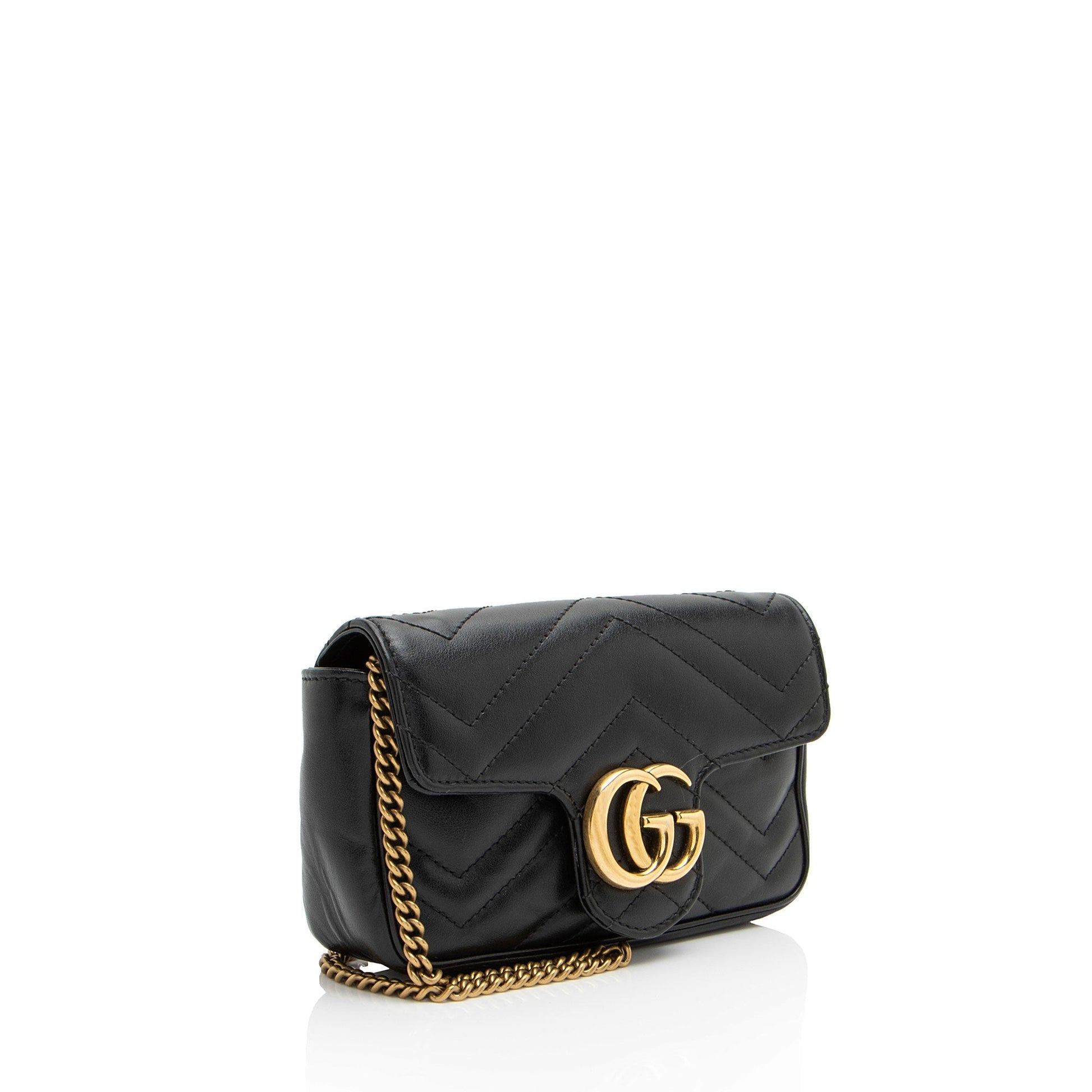Gucci GG Marmont Super Flap SHF-NshQsn Matelasse Leather Black Mini Crossbody Bag