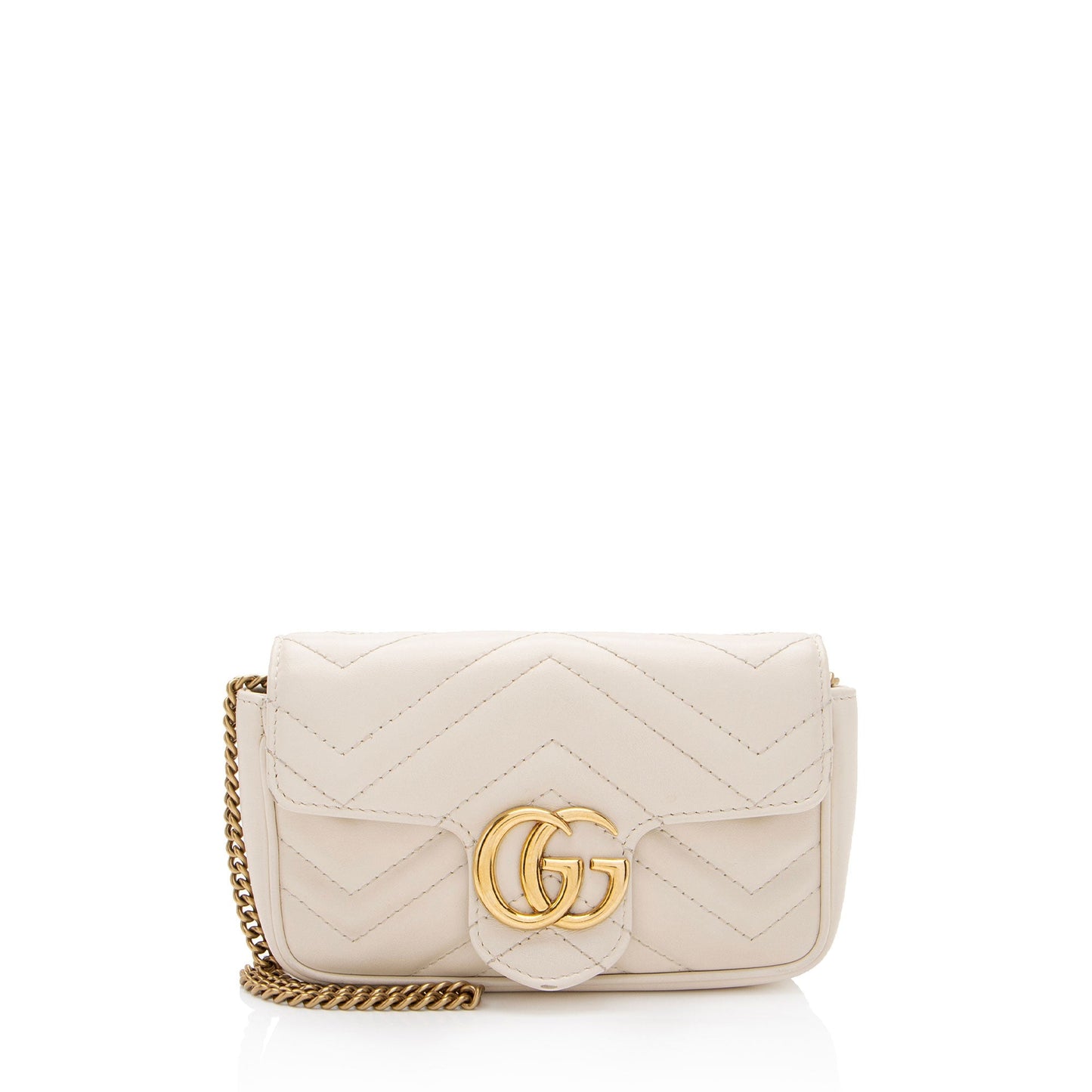 Gucci GG Marmont Super Flap Matelasse Leather White Mini Crossbody Bag