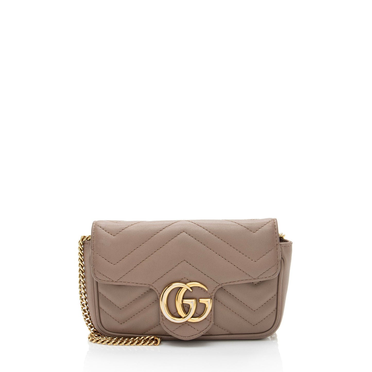 Gucci GG Marmont Flap Matelasse Leather Beige Mini Crossbody Bag