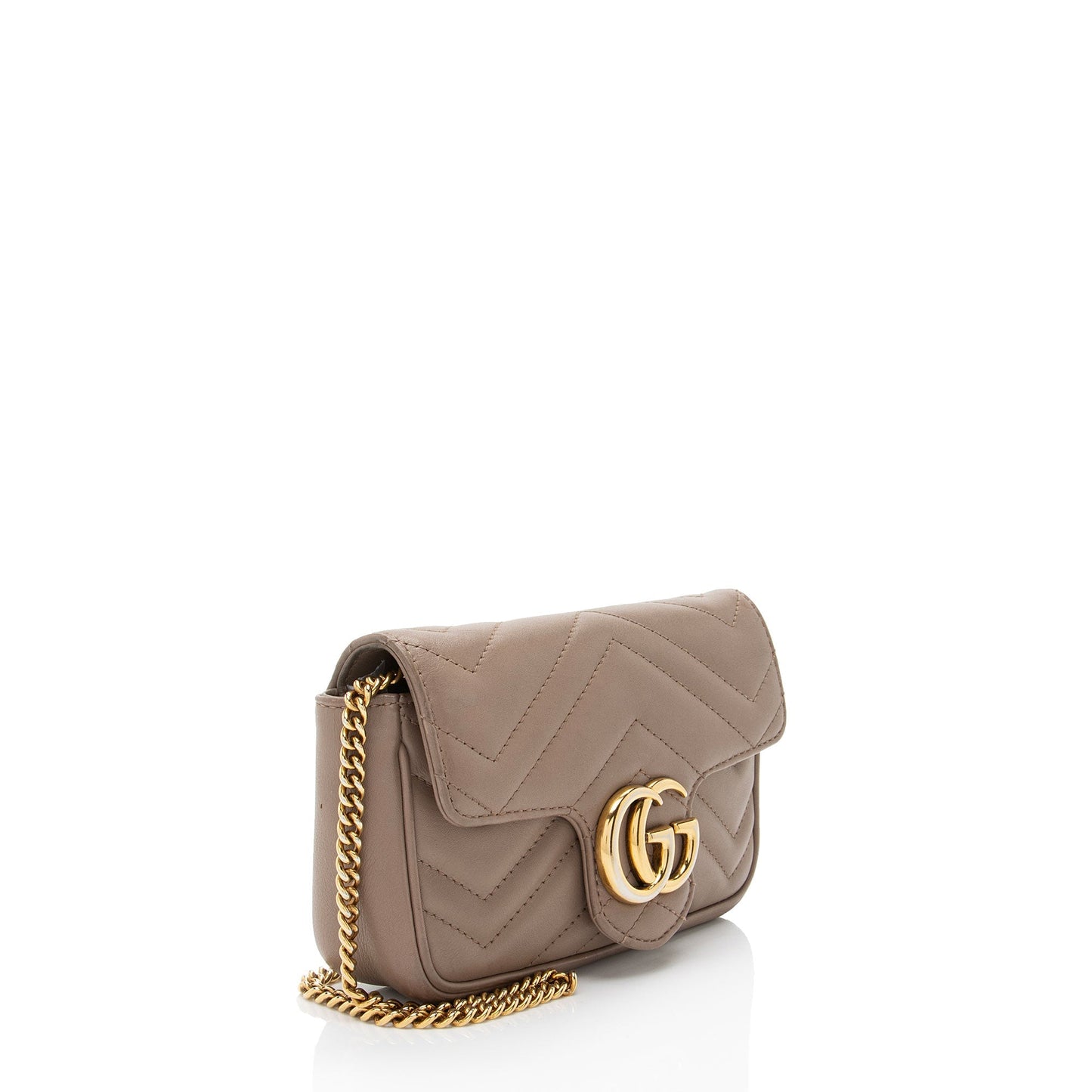 Gucci GG Marmont Flap Matelasse Leather Beige Mini Crossbody Bag
