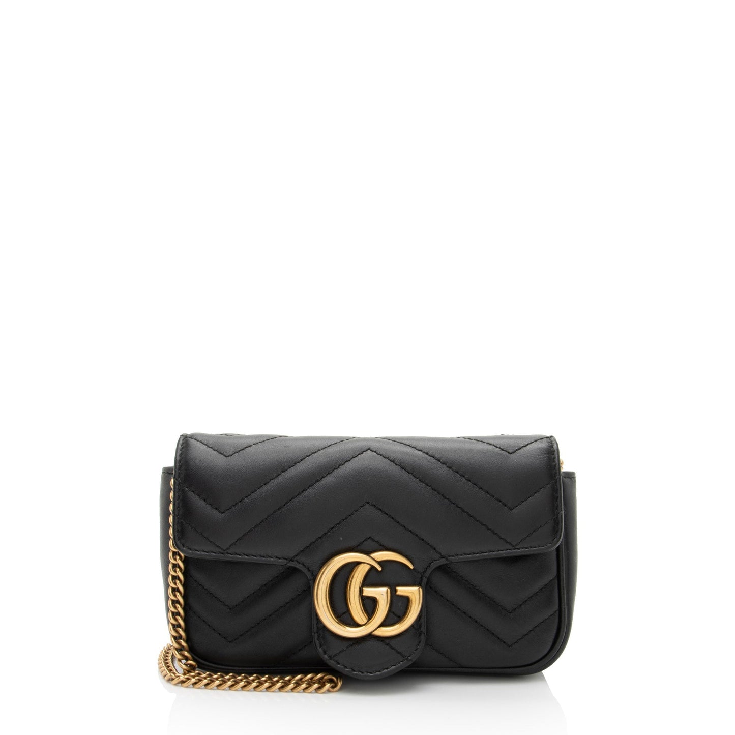 Gucci GG Marmont Flap Matelasse Leather Black Mini Crossbody Bag