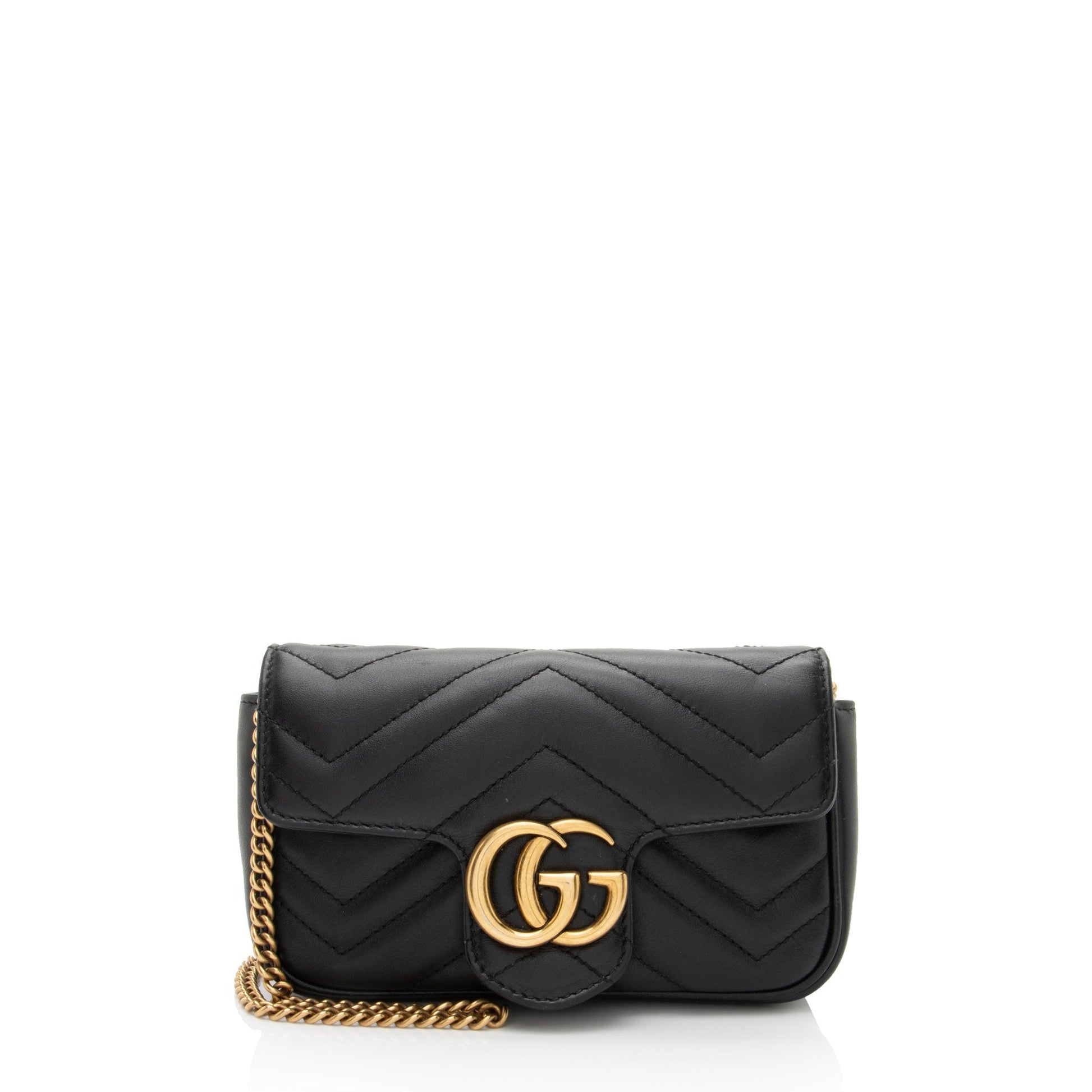 Gucci GG Marmont Flap Matelasse Leather Black Mini Crossbody Bag