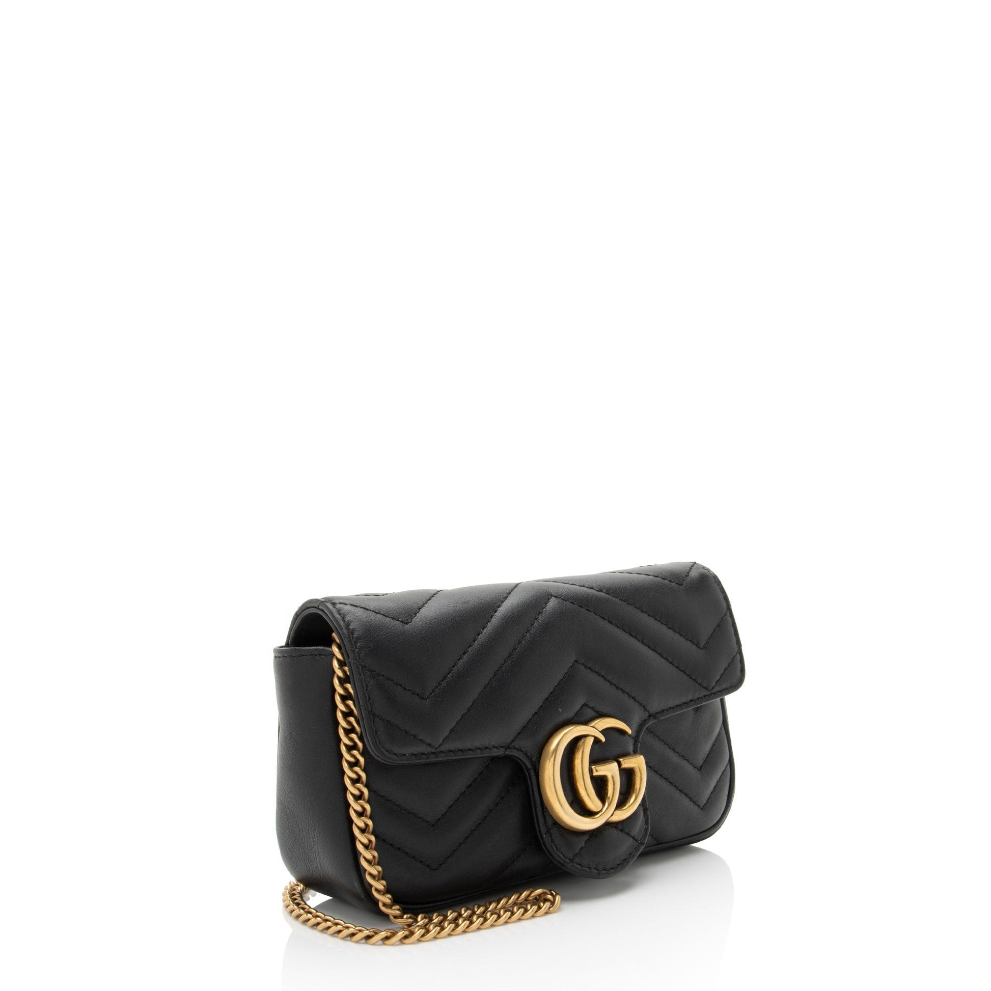 Gucci GG Marmont Flap Matelasse Leather Black Mini Crossbody Bag