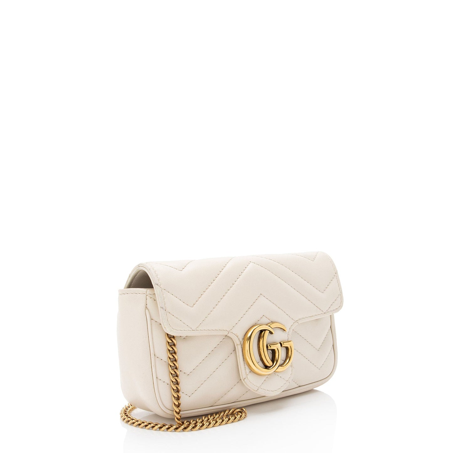 Gucci GG Marmont Flap Matelasse Leather White Mini Crossbody Bag