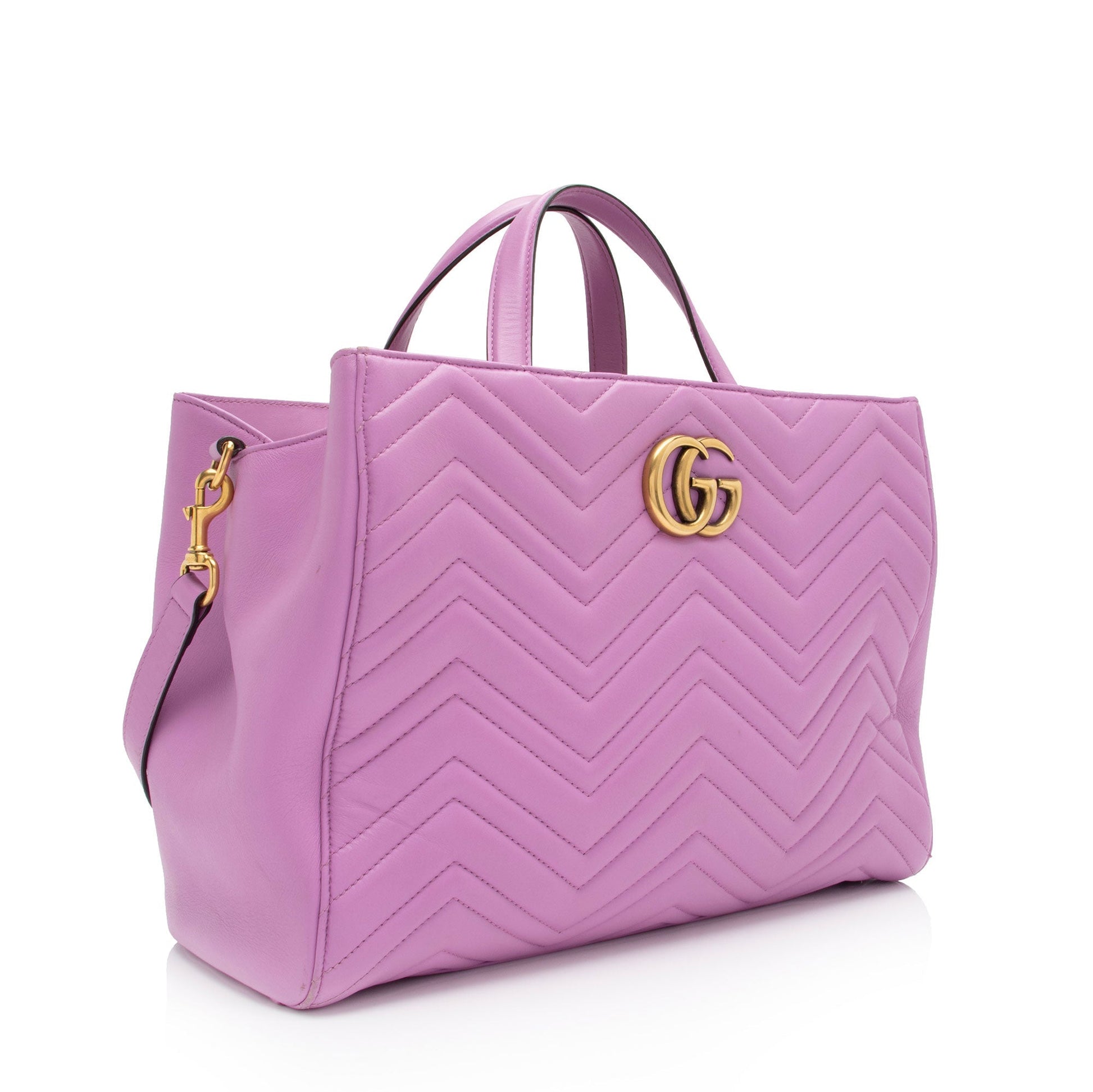 Gucci GG Marmont SHF-sAnFMF Matelasse Leather Medium Top Handle Satchel Bag
