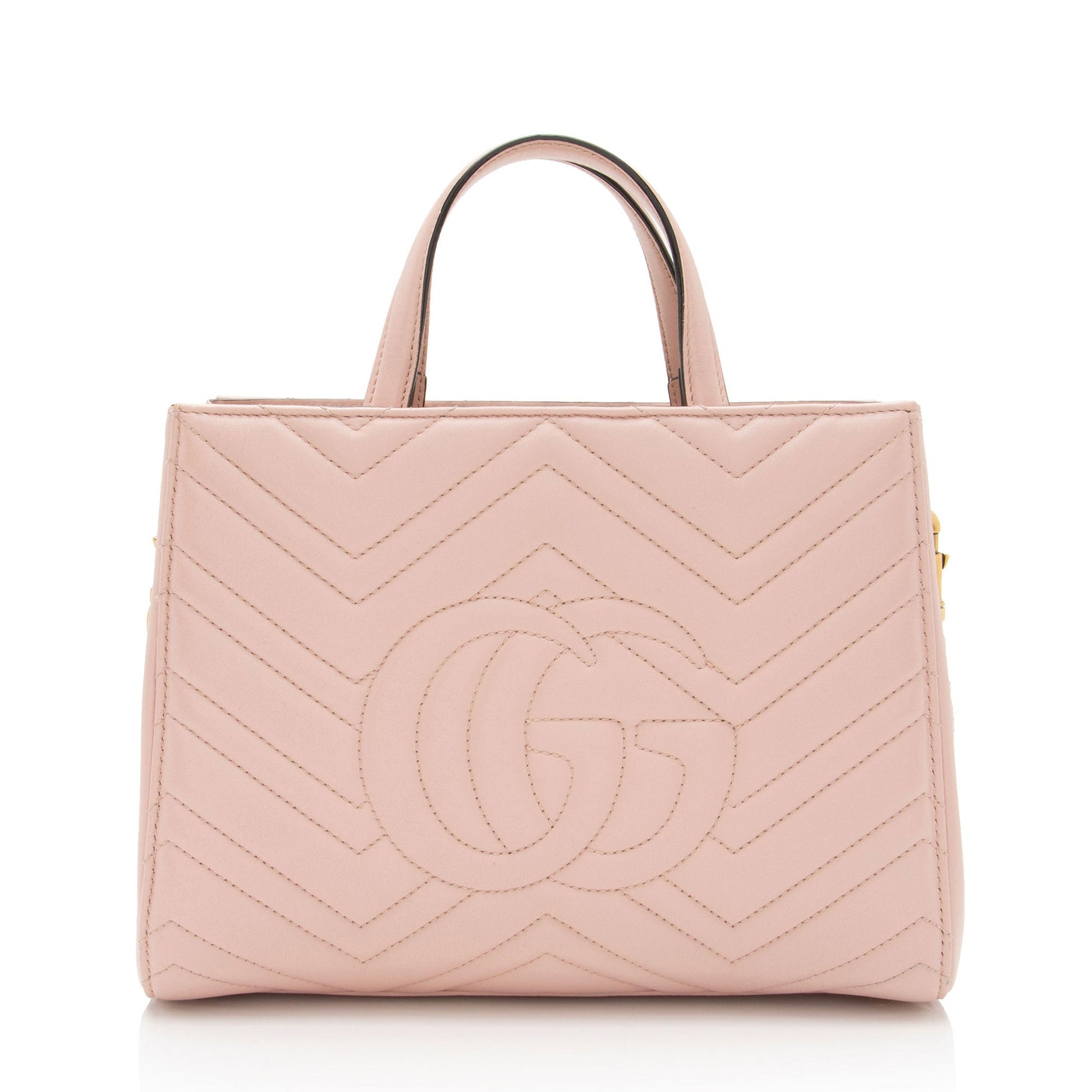 Gucci GG Marmont Top Handle SHF-0hn0Gf Matelasse Leather Pink Small Satchel Bag