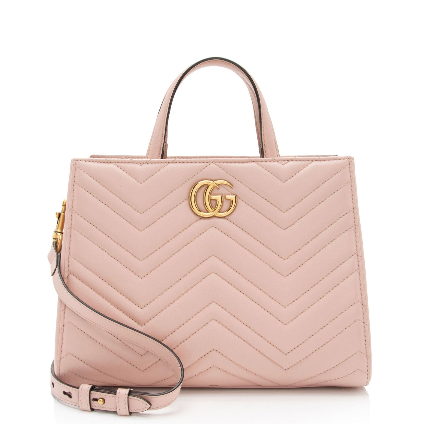 Gucci GG Marmont Top Handle SHF-0hn0Gf Matelasse Leather Pink Small Satchel Bag