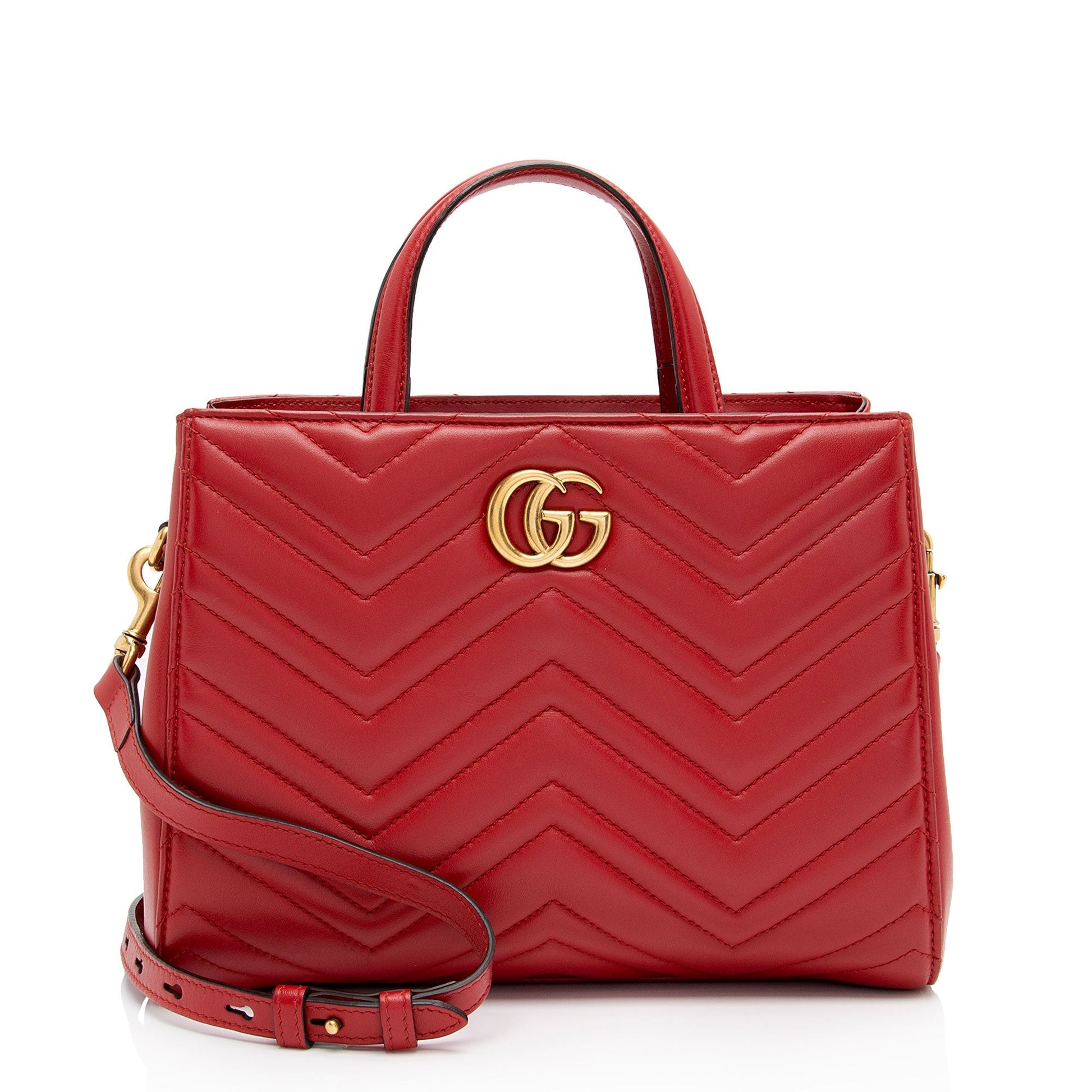Gucci GG Marmont Matelasse Leather Red Small Satchel Bag