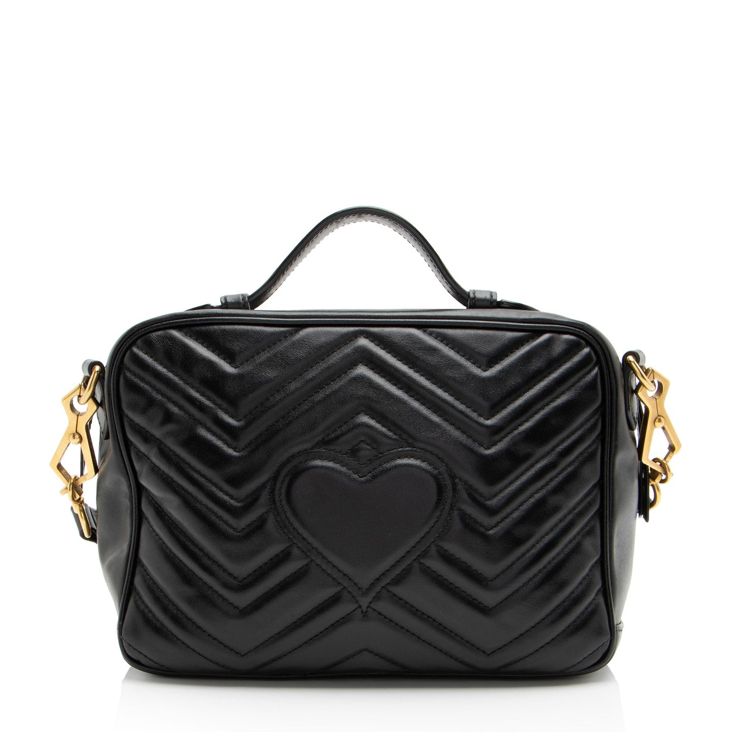 Gucci GG Marmont Zip Around Top Matelasse Leather Nylon Black Crossbody Bag