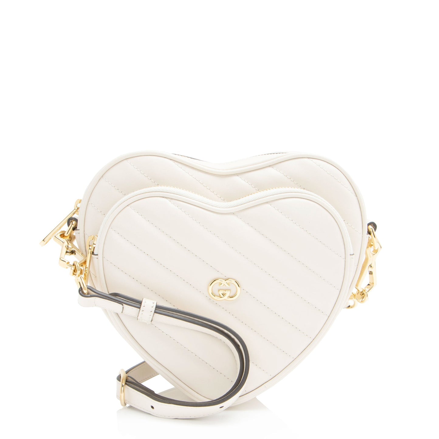Gucci Interlocking G Heart SHF-iaso5p Matelasse Leather White Mini Crossbody Bag