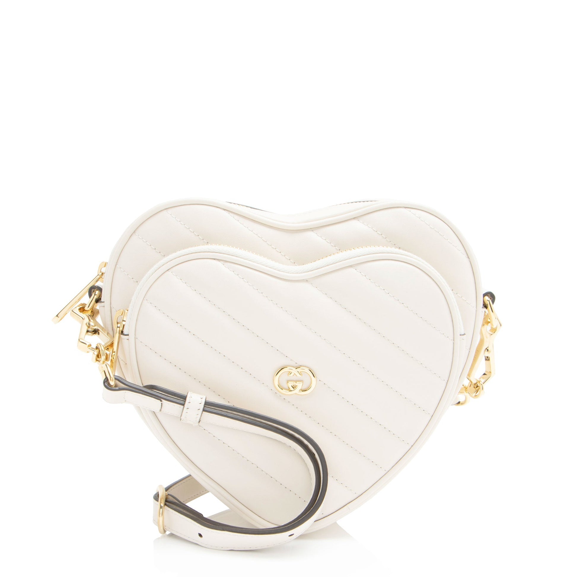 Gucci Interlocking G Heart SHF-iaso5p Matelasse Leather White Mini Crossbody Bag
