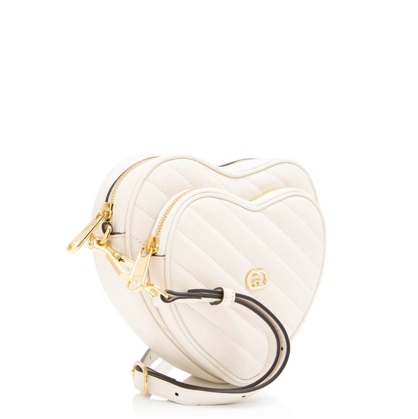 Gucci Interlocking G Heart SHF-iaso5p Matelasse Leather White Mini Crossbody Bag