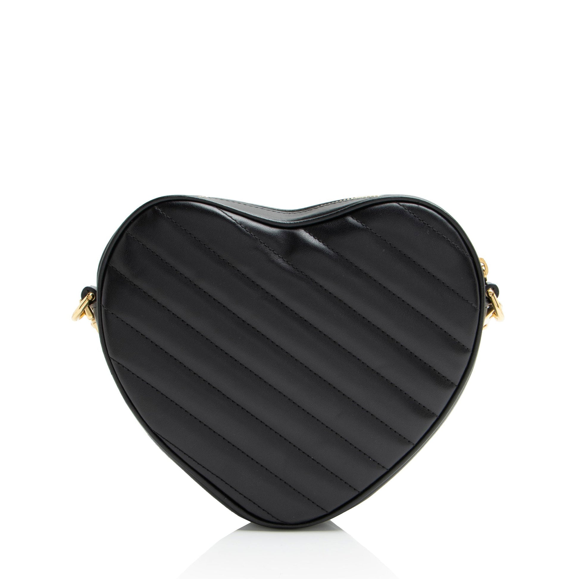 Gucci Interlocking G Heart Matelasse Leather Black Mini Crossbody Bag