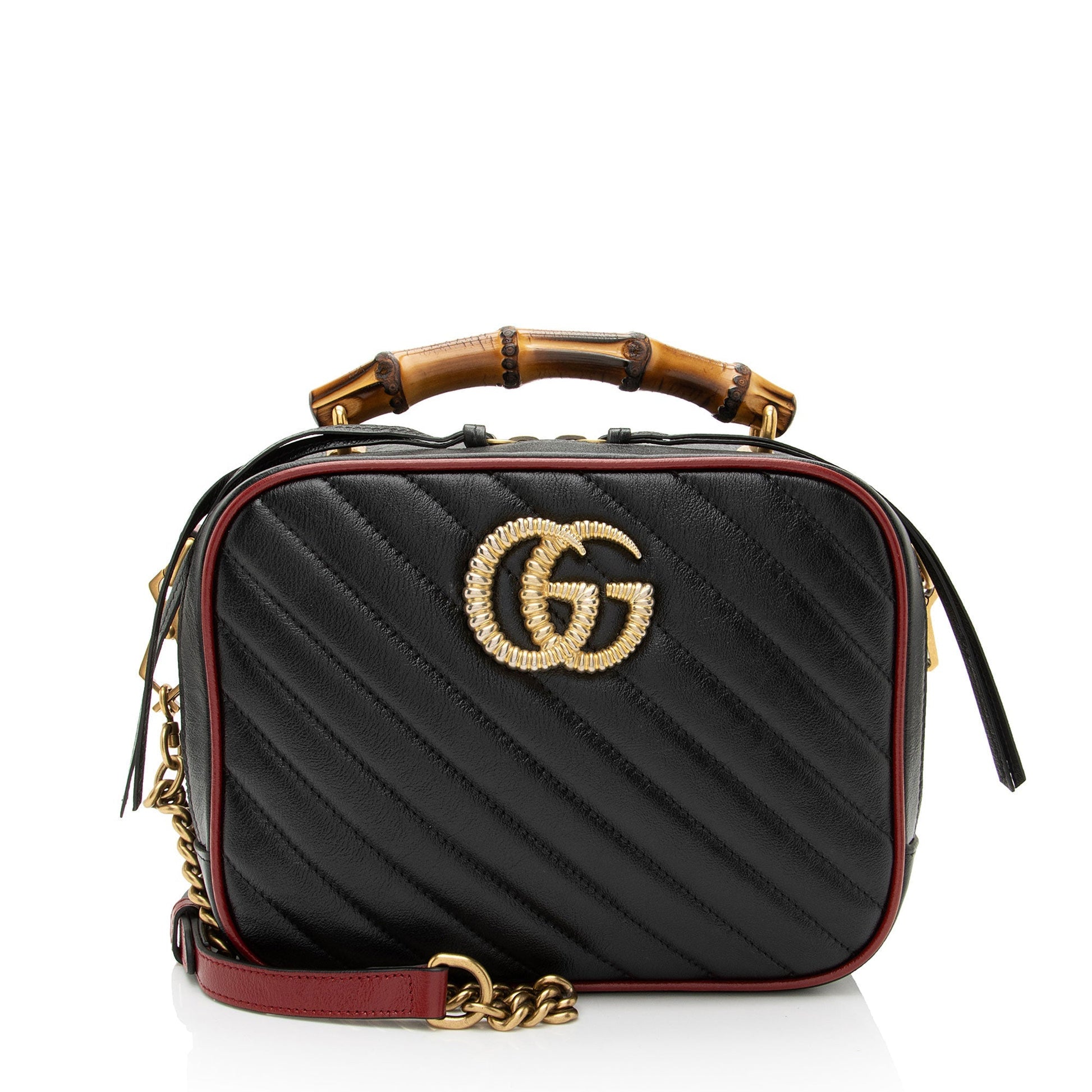 Gucci Torchon GG Marmont Bamboo Matelasse Leather Top Handle Crossbody Bag