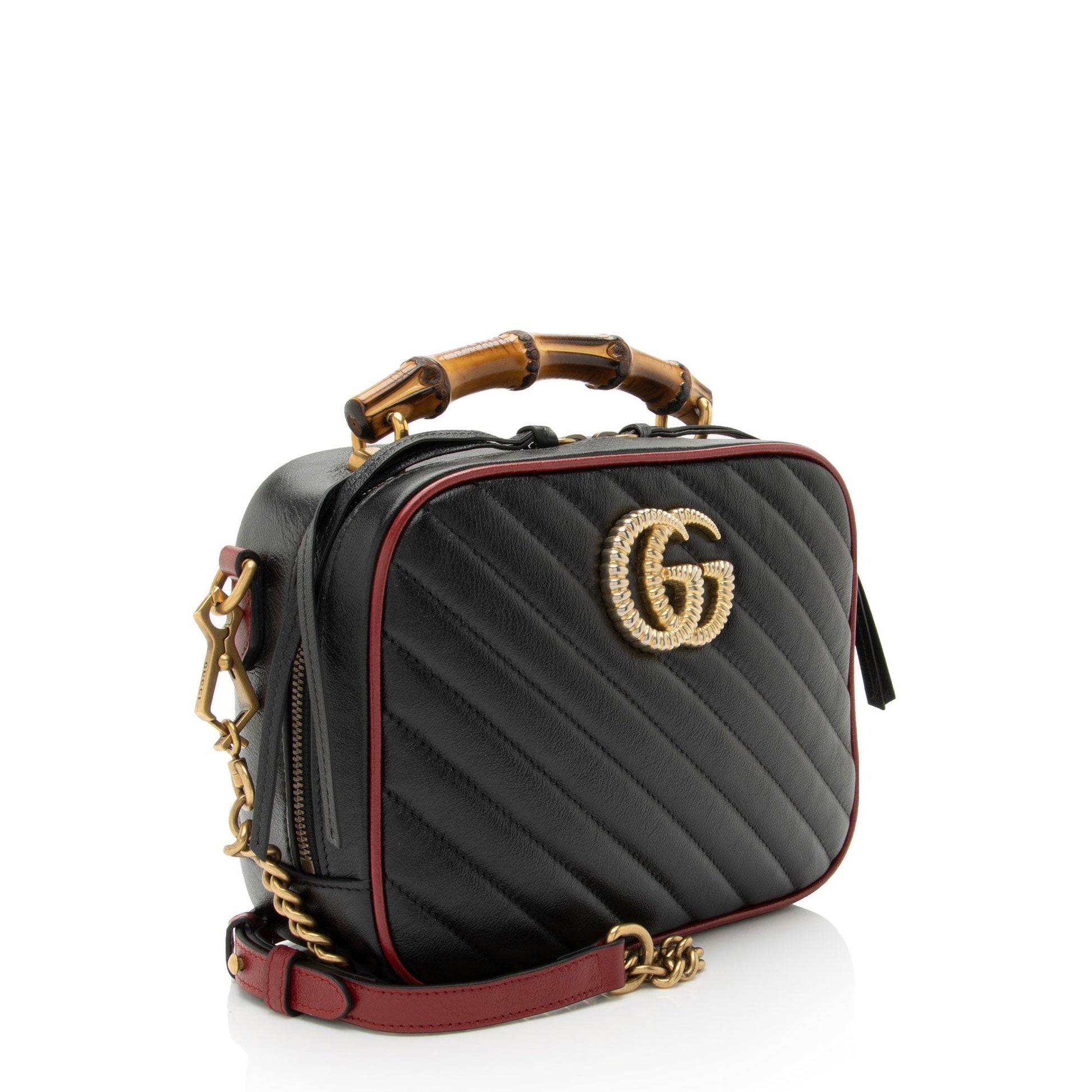 Gucci Torchon GG Marmont Bamboo Matelasse Leather Top Handle Crossbody Bag