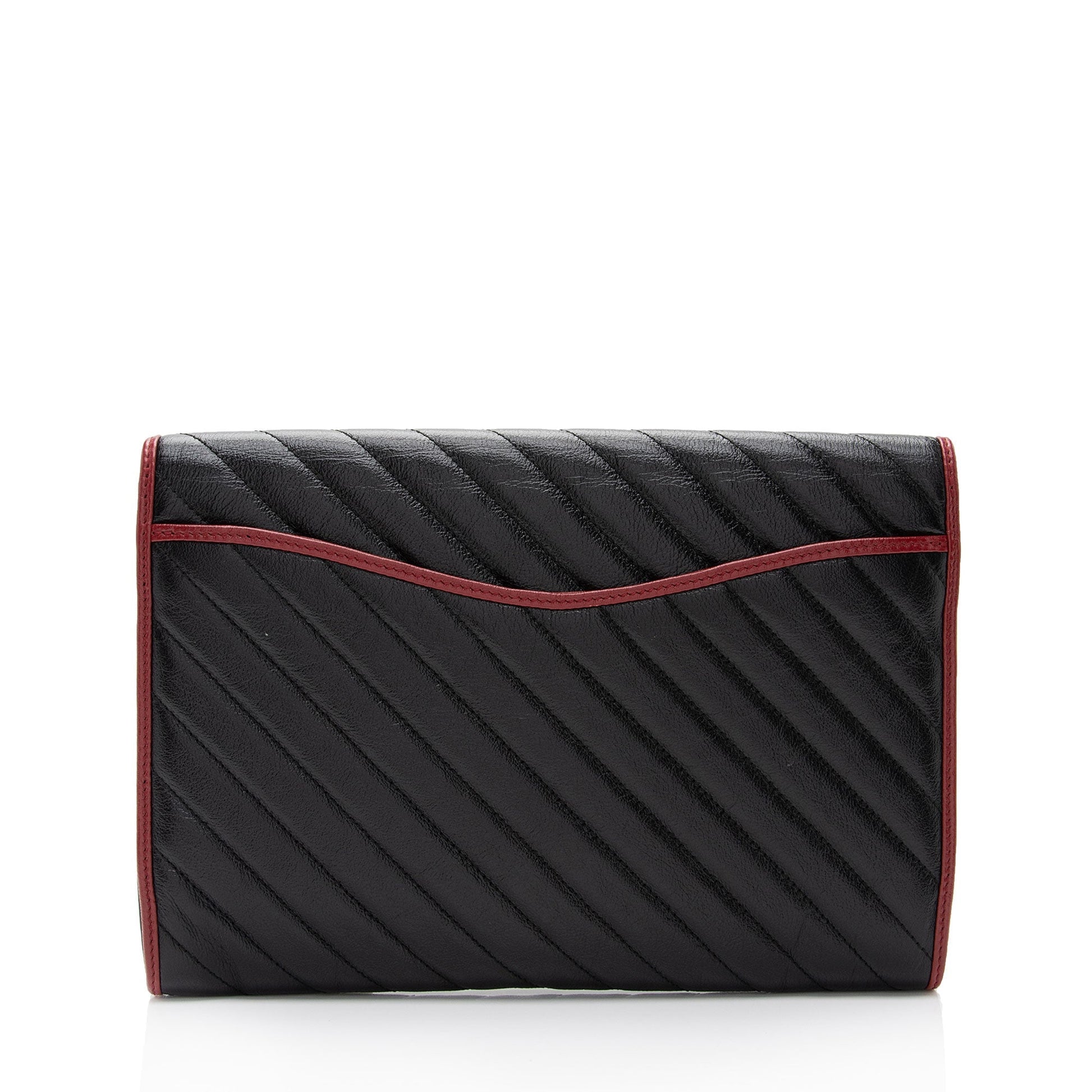 Gucci Torchon GG Marmont SHF-AQeHxl Matelasse Leather Black Red Clutch Bag