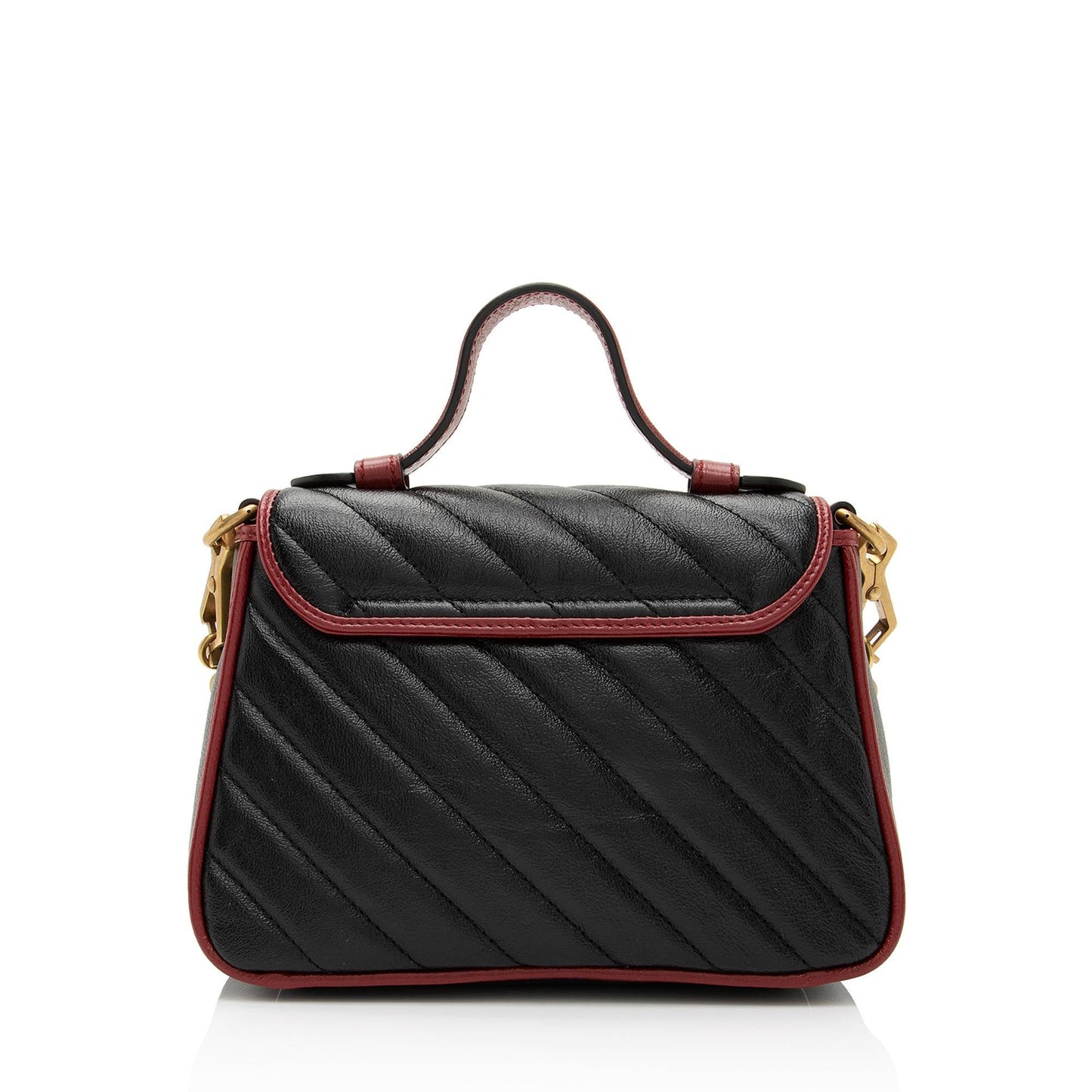 Gucci Torchon GG Marmont Top Handle Matelasse Leather Blue Red Satchel Bag