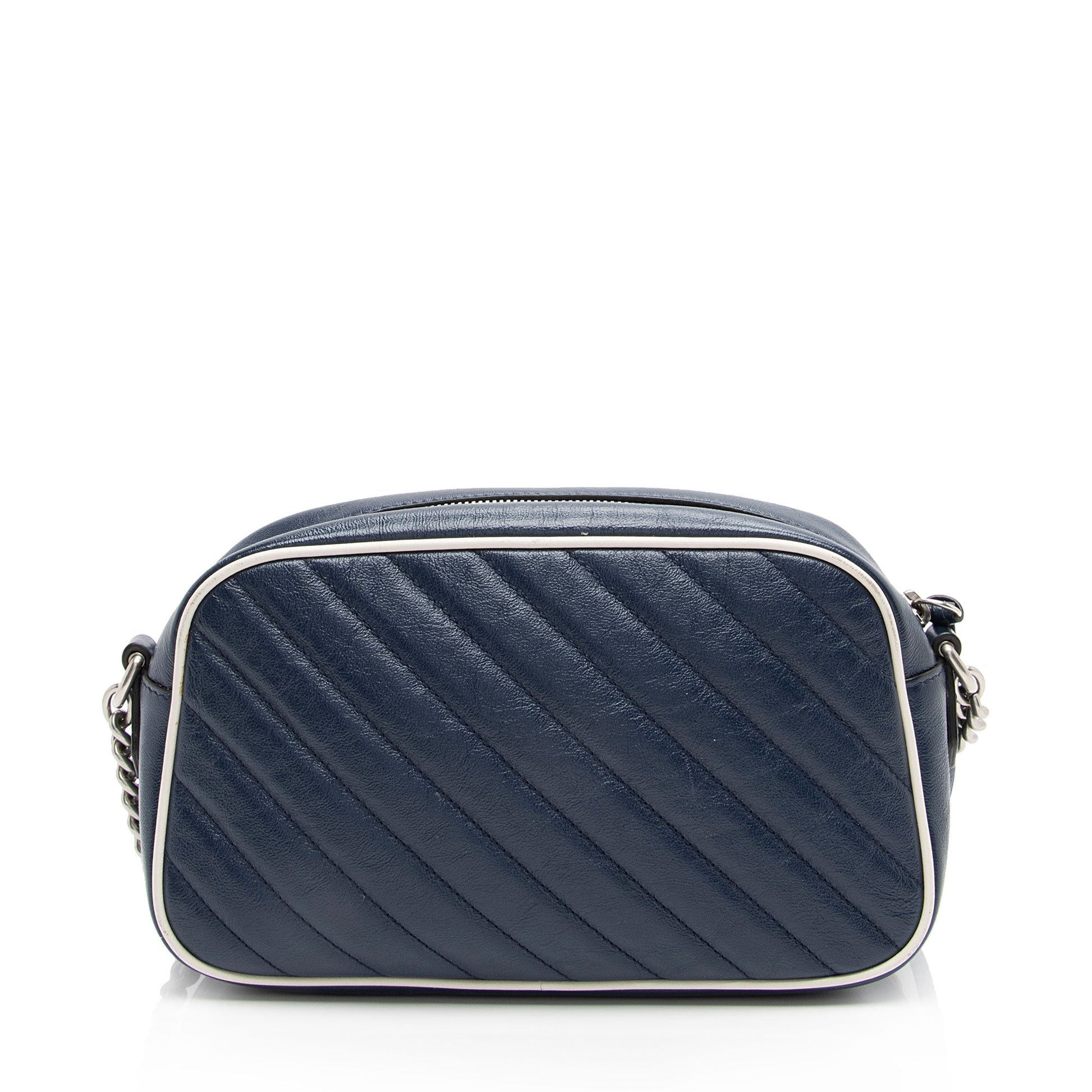 Gucci Torchon GG Marmont Matelasse Leather White Blue Crossbody Bag
