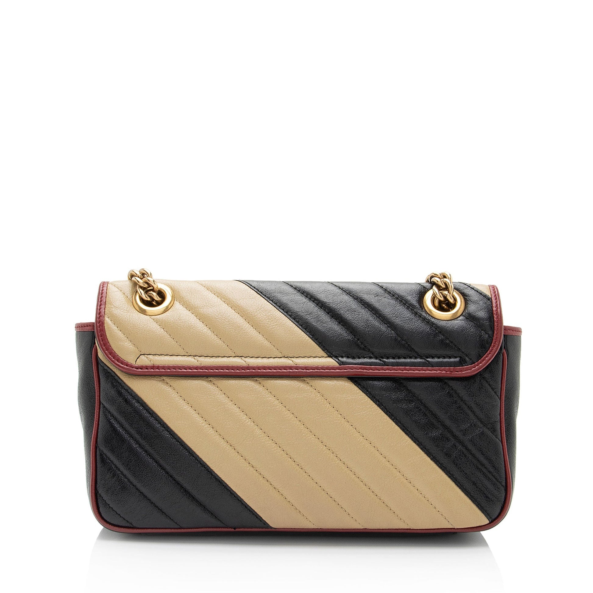 Gucci Torchon GG Marmont Flap SHF-fNtxDP Matelasse Leather Black Beige Shoulder Bag