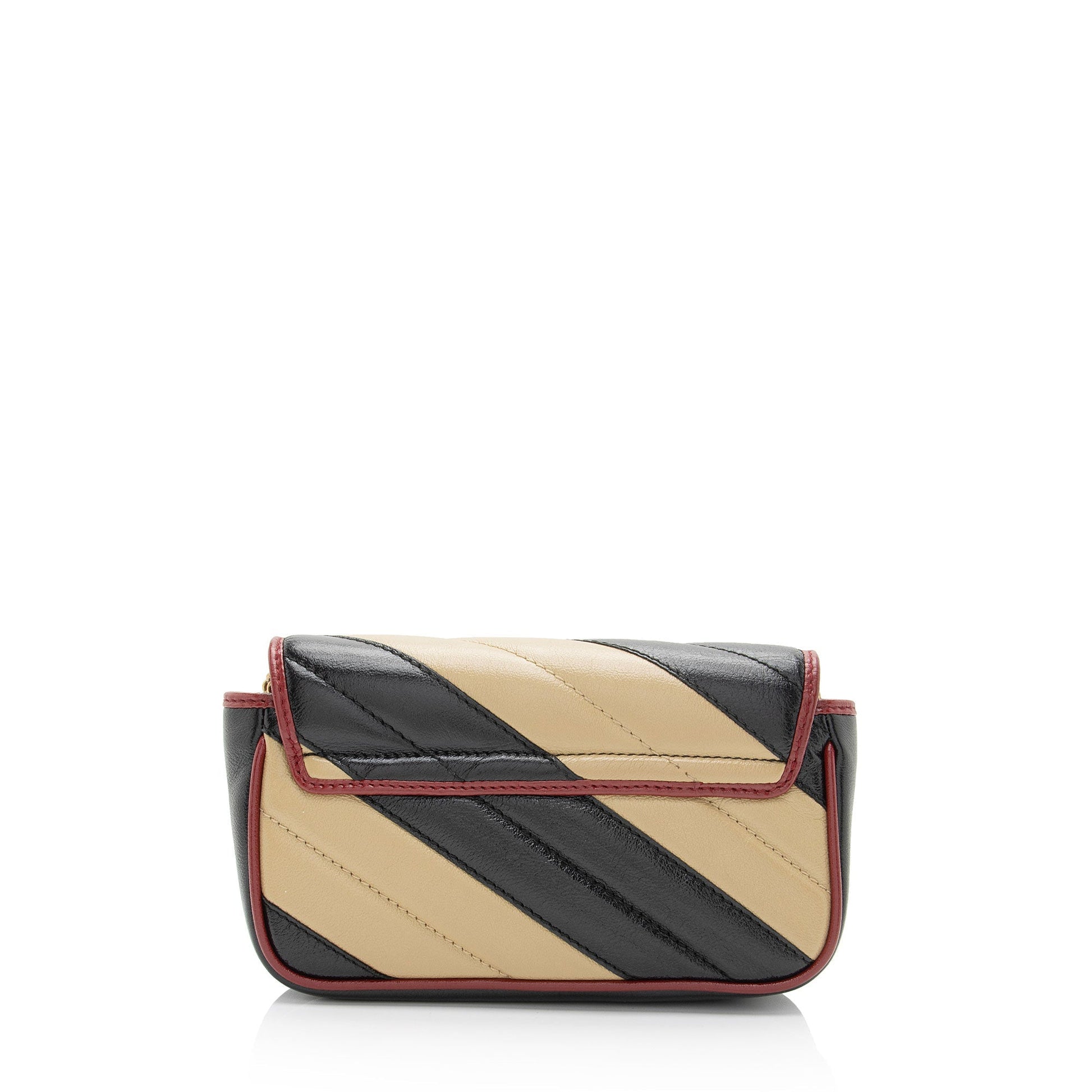Gucci Torchon GG Marmont Super Flap Matelasse Leather Black Beige Crossbody Bag