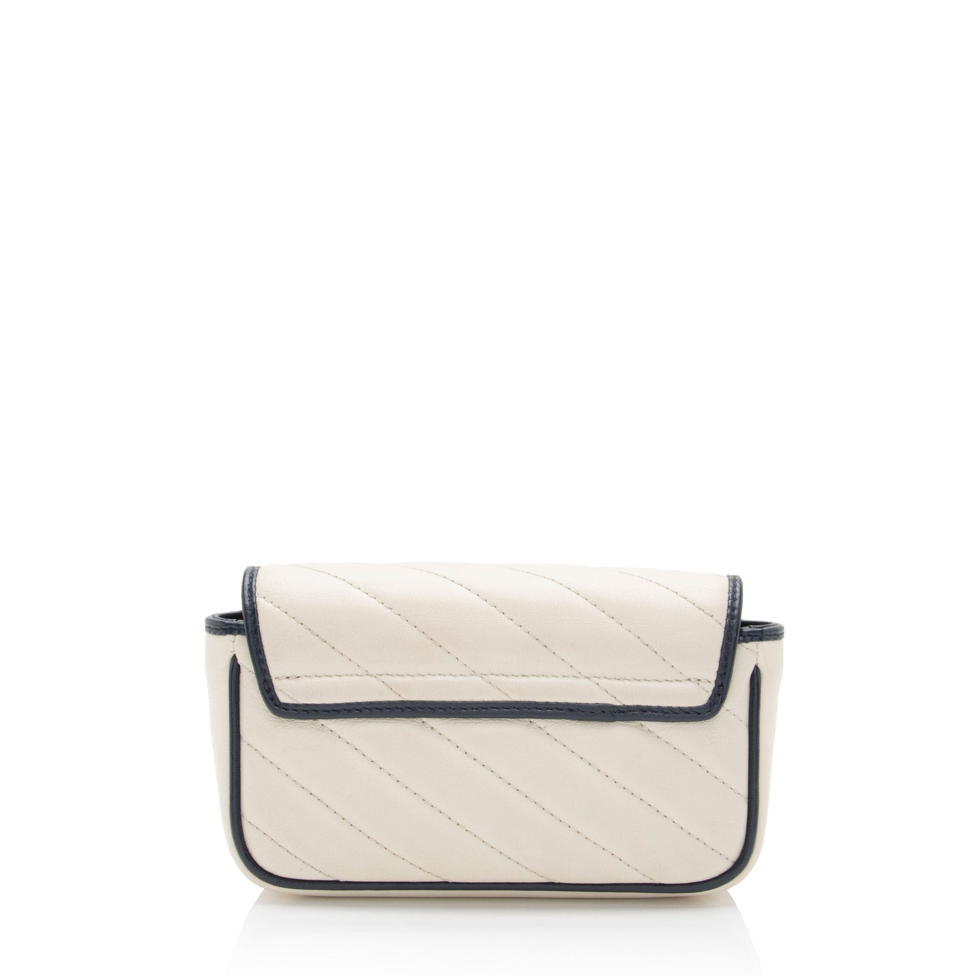 Gucci Torchon GG Marmont Super Flap Matelasse Leather White Blue Crossbody Bag