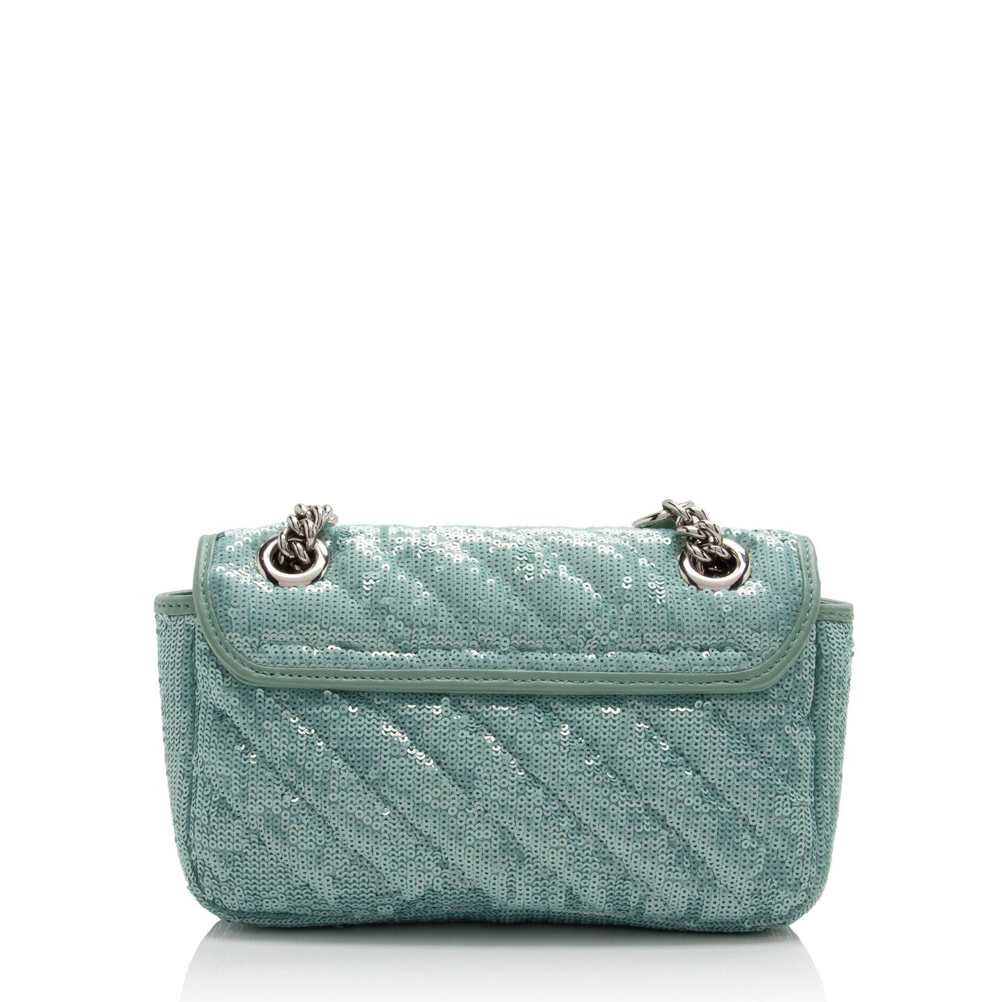 Gucci Sequin GG Marmont Flap SHF-09pAUc Matelasse Leather Green Mini Crossbody Bag