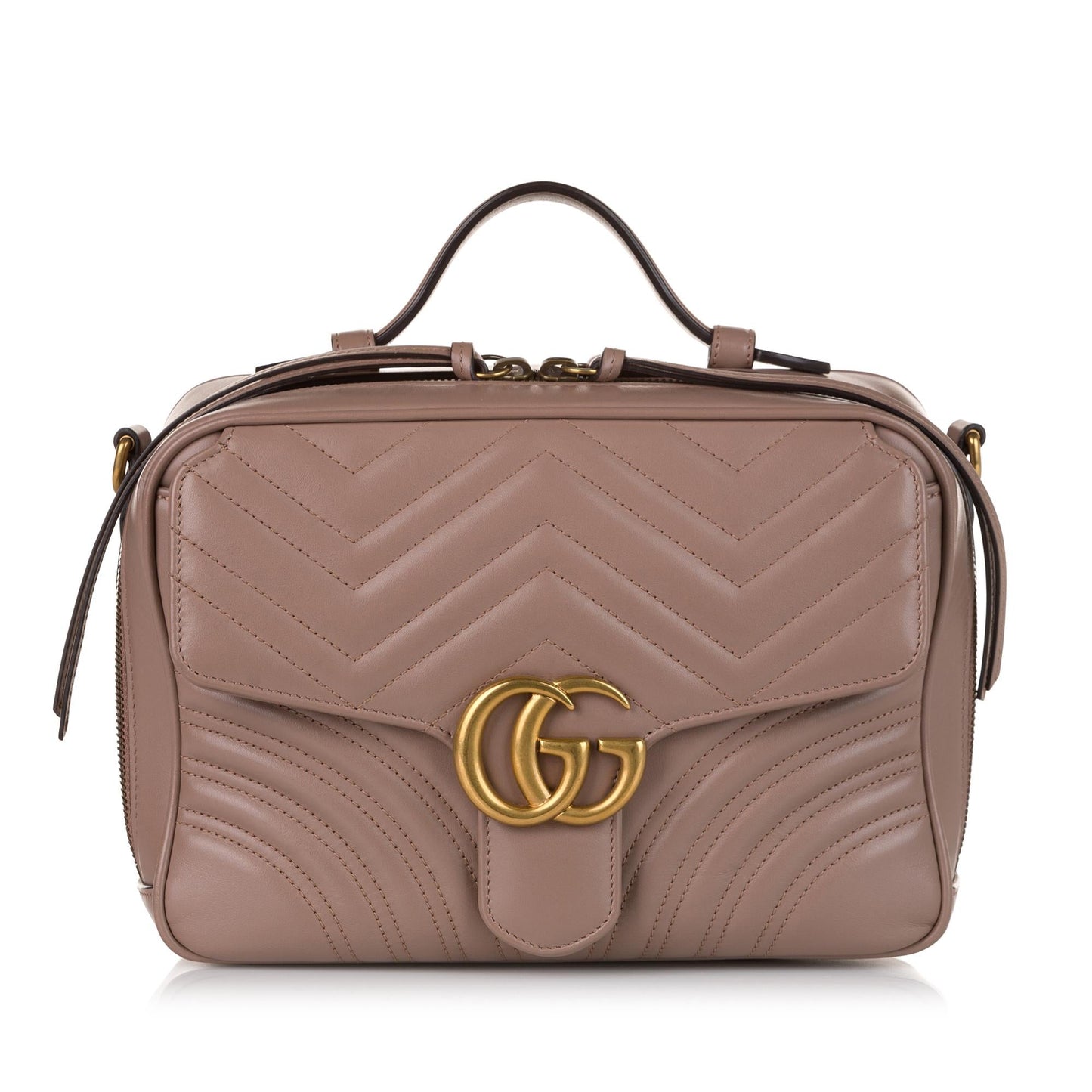Gucci Sylvie Web GG Marmont SHG Matelasse Calf Brown Small Satchel Bag