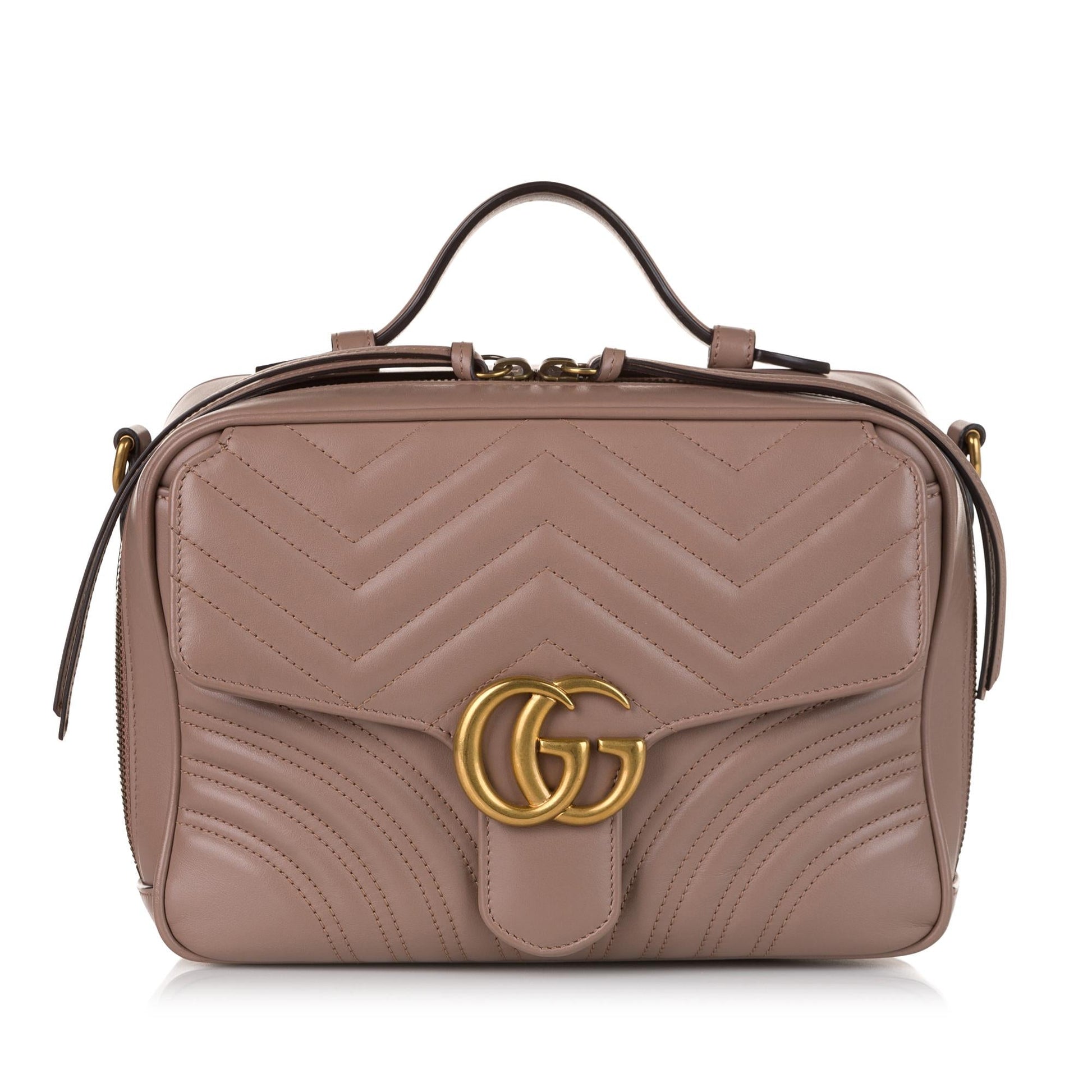 Gucci Sylvie Web GG Marmont SHG Matelasse Calf Brown Small Satchel Bag