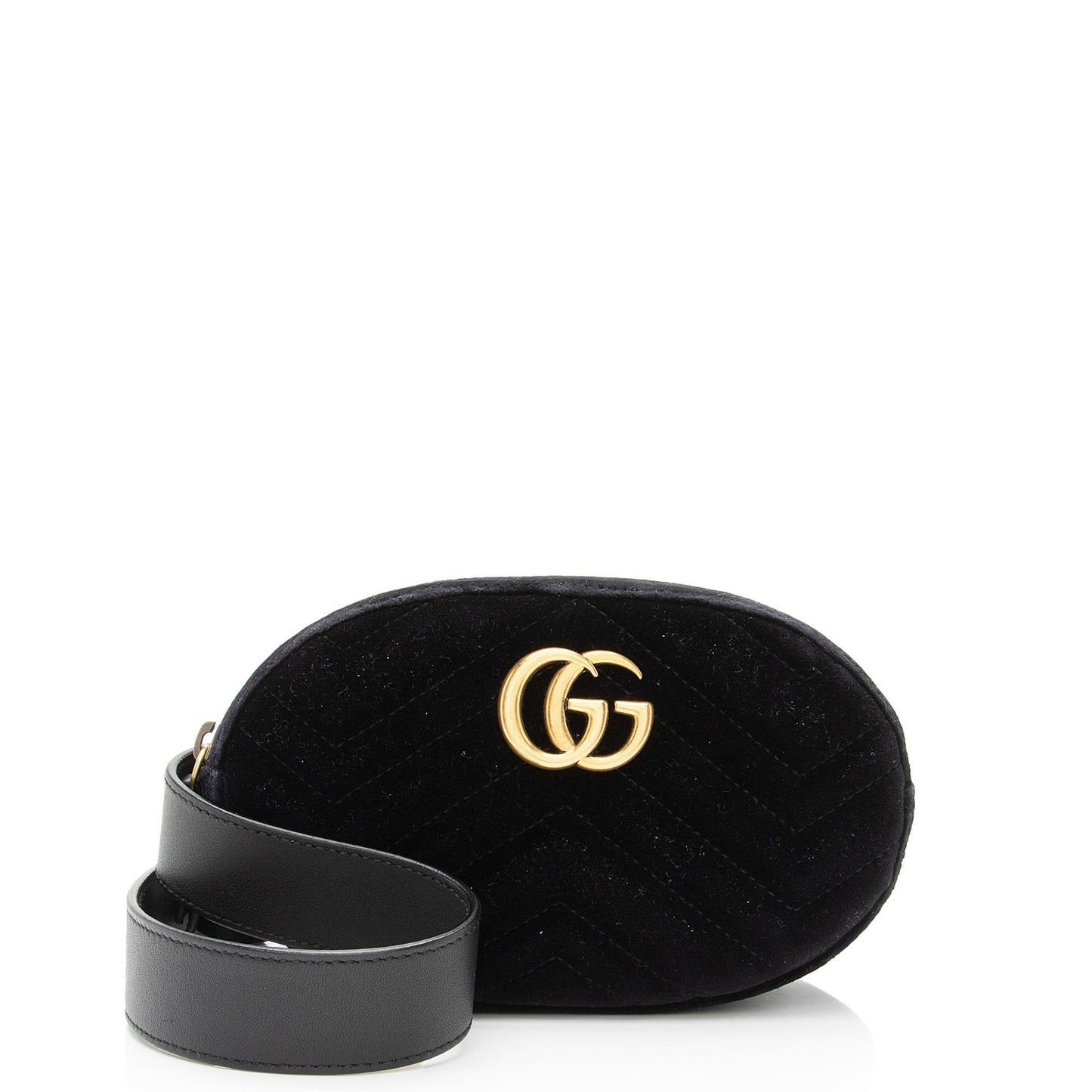 Gucci Velvet GG Marmont Belt - Matelasse Leather Black Accessory