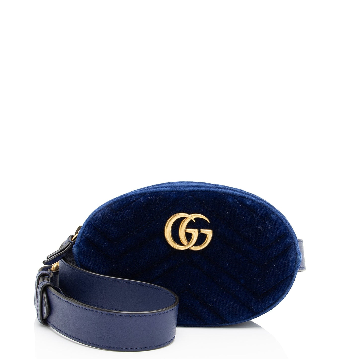 Gucci Velvet GG Marmont Belt - Matelasse Leather Blue Accessory