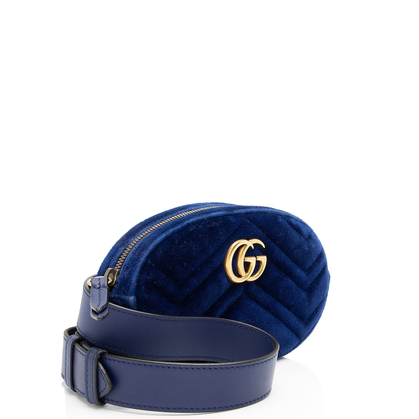 Gucci Velvet GG Marmont Belt - Matelasse Leather Blue Accessory