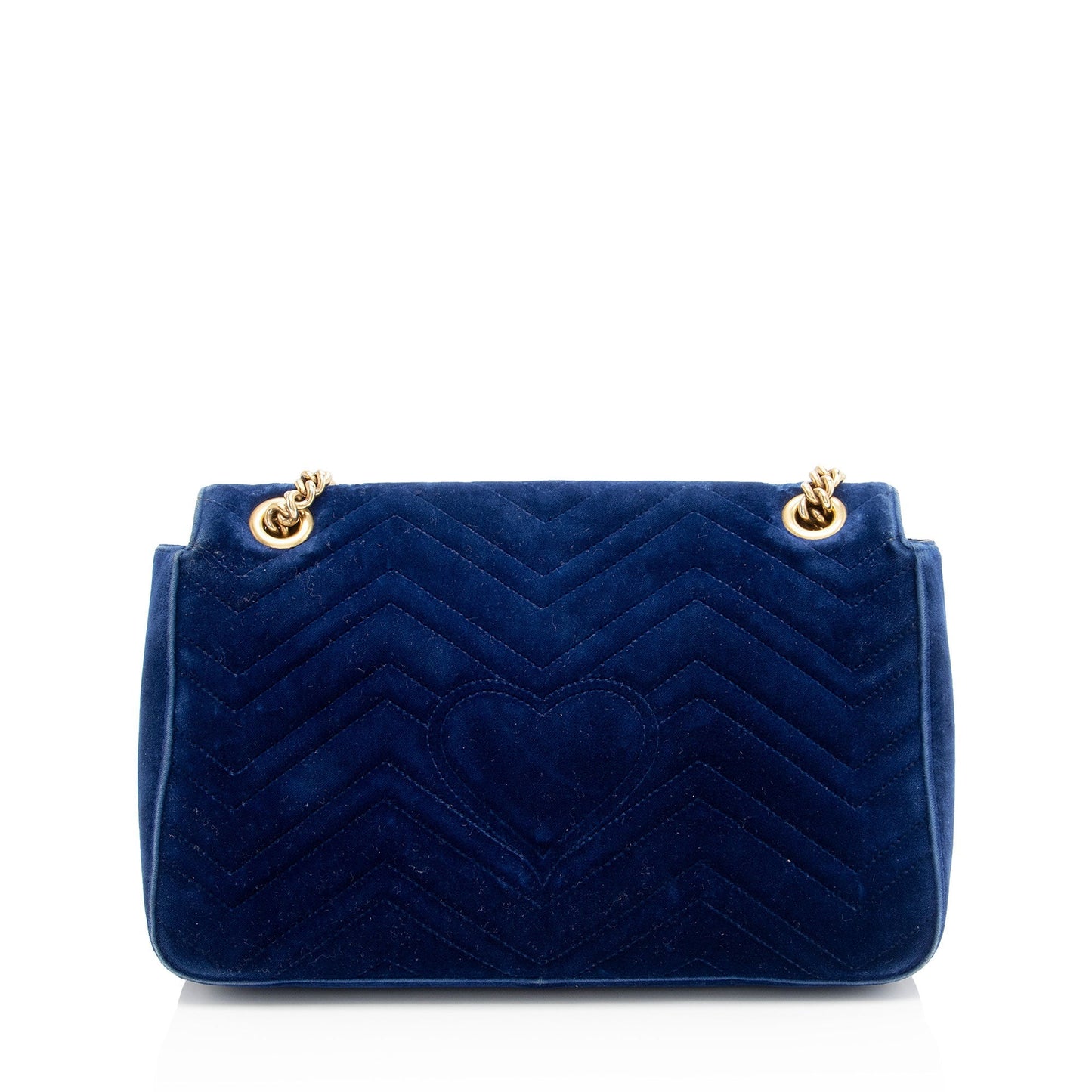 Gucci Velvet GG Marmont Matelasse Leather Blue Medium Crossbody Bag