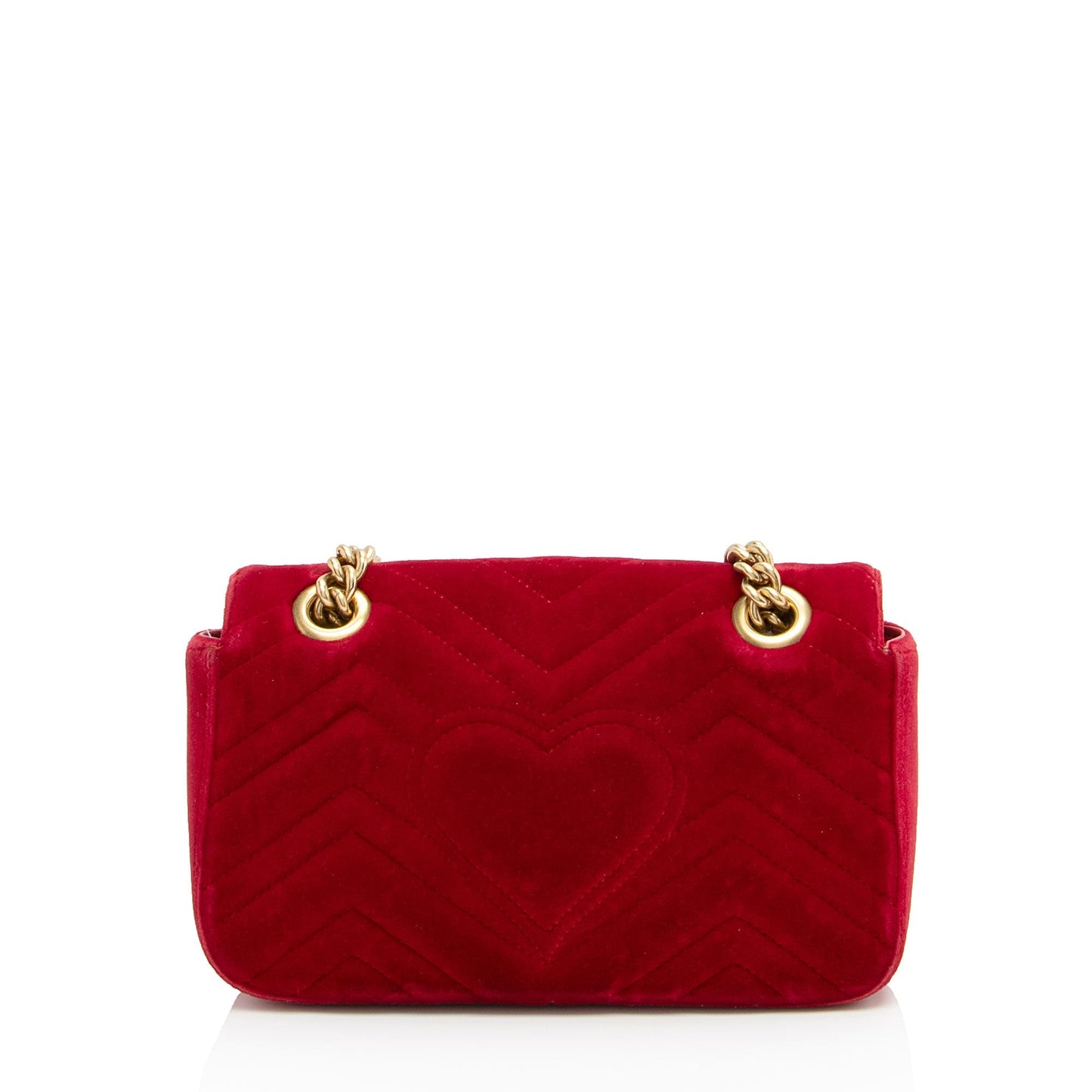 Gucci Velvet GG Marmont Flap SHF-80mt04 Matelasse Leather Red Mini Crossbody Bag