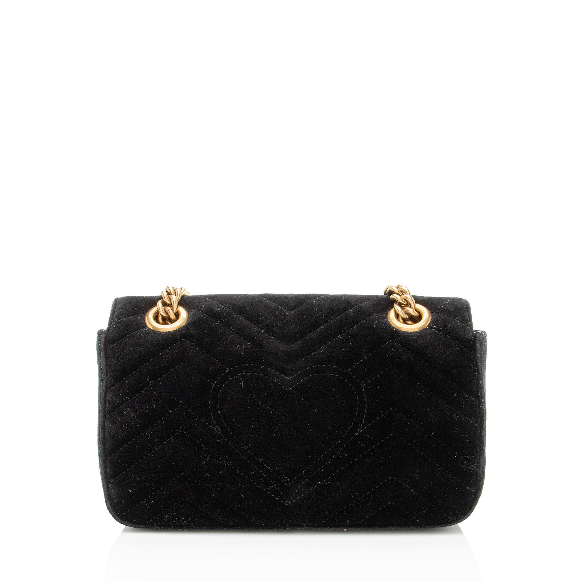 Gucci Velvet GG Marmont Flap Matelasse Leather Black Mini Crossbody Bag